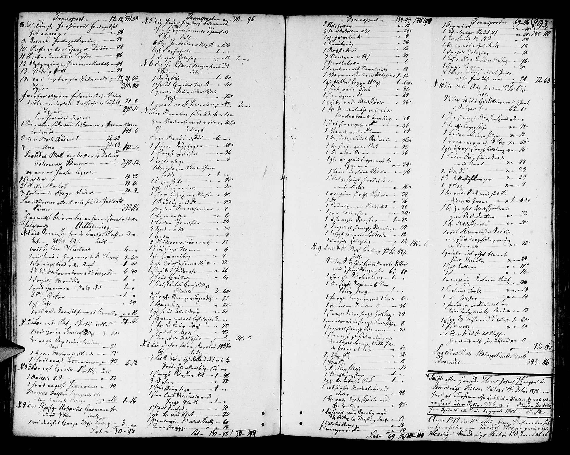 Sunnhordland sorenskrivar, SAB/A-2401/1/H/Ha/Haa/L0013: Skifteprotokollar. Register i protokoll, 1814-1819, s. 292b-293a