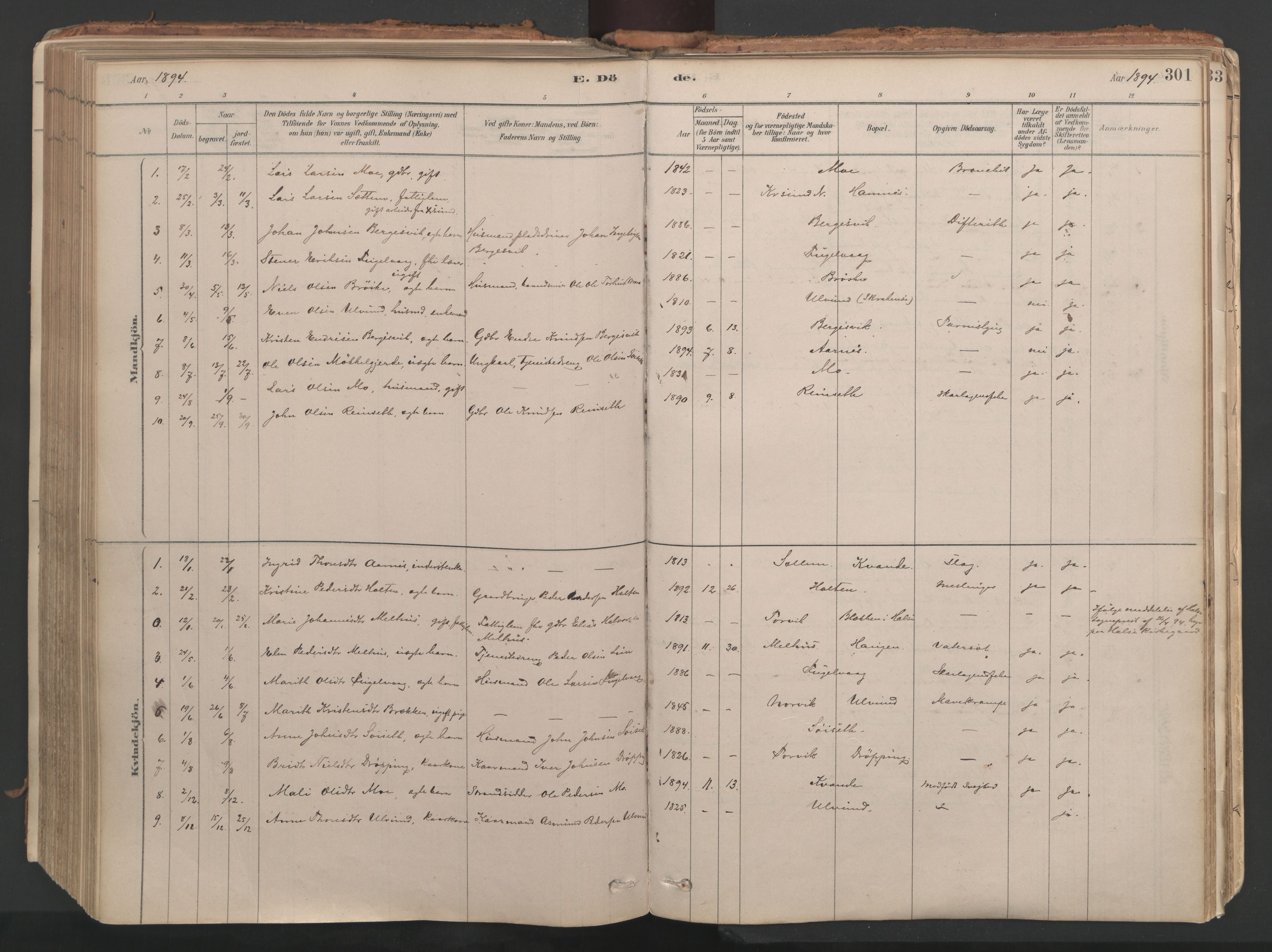 Ministerialprotokoller, klokkerbøker og fødselsregistre - Møre og Romsdal, SAT/A-1454/592/L1029: Ministerialbok nr. 592A07, 1879-1902, s. 301