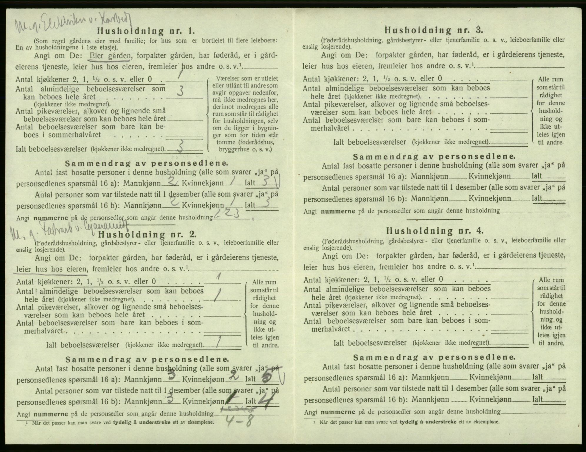 SAB, Folketelling 1920 for 1228 Odda herred, 1920, s. 1009