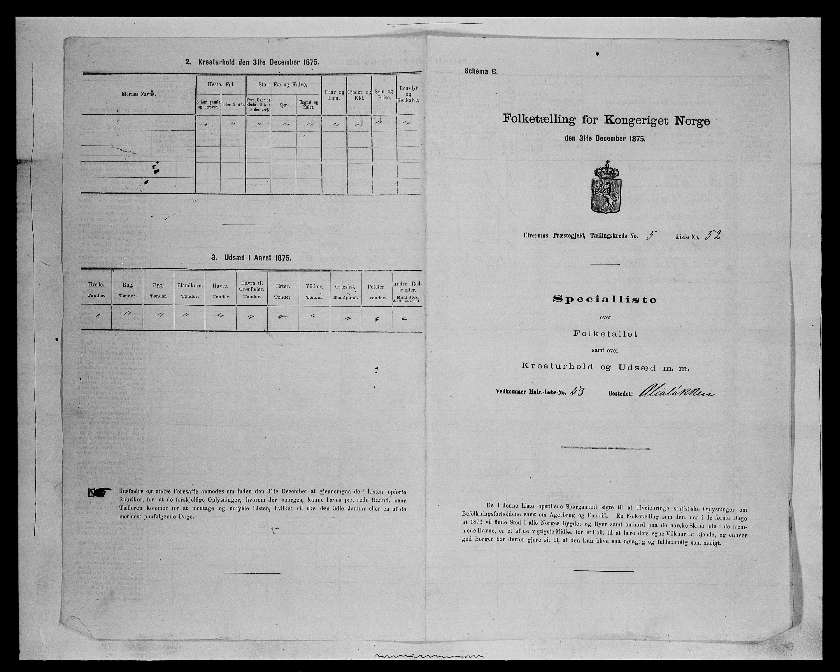 SAH, Folketelling 1875 for 0427P Elverum prestegjeld, 1875, s. 1327