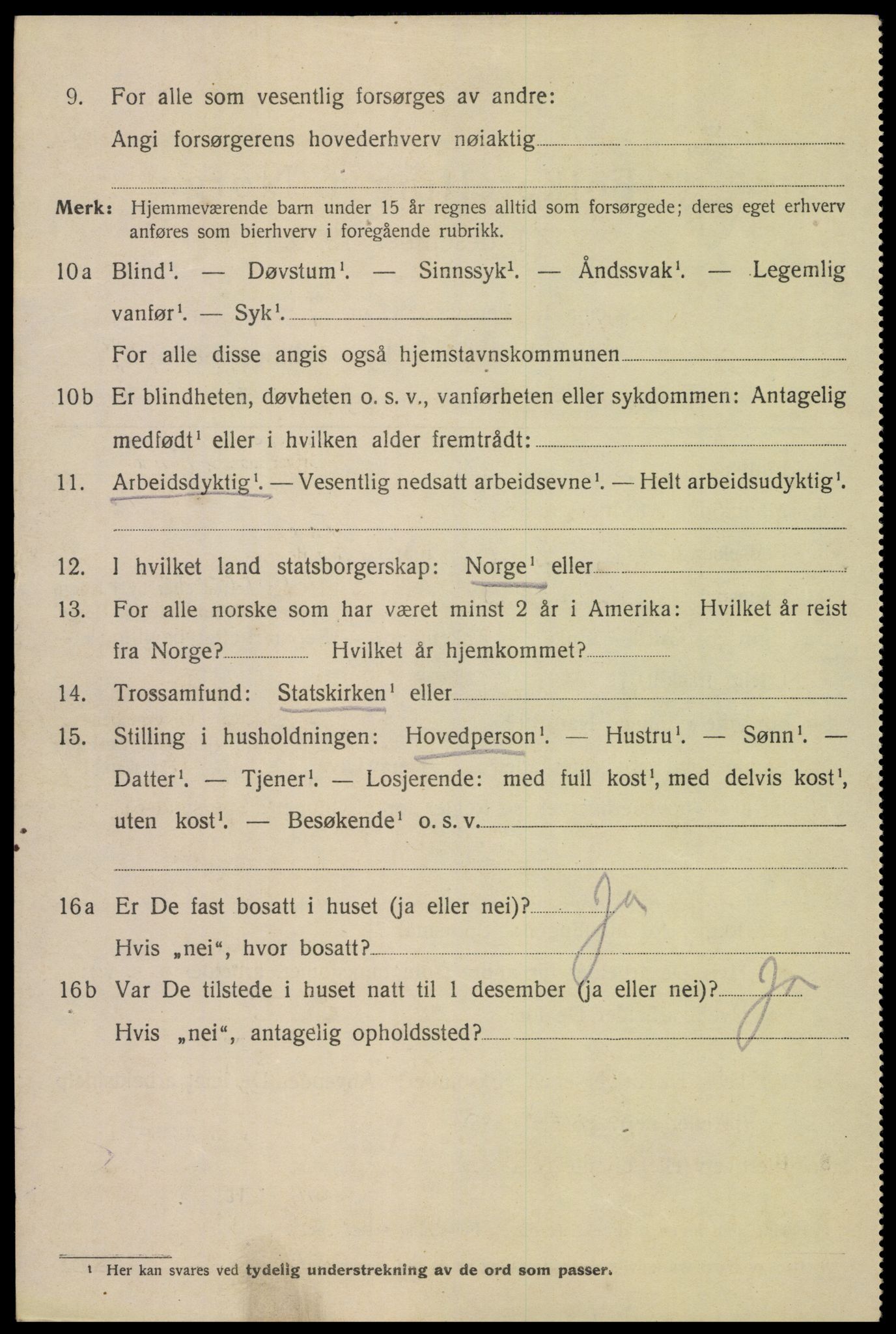 SAK, Folketelling 1920 for 1002 Mandal ladested, 1920, s. 7312