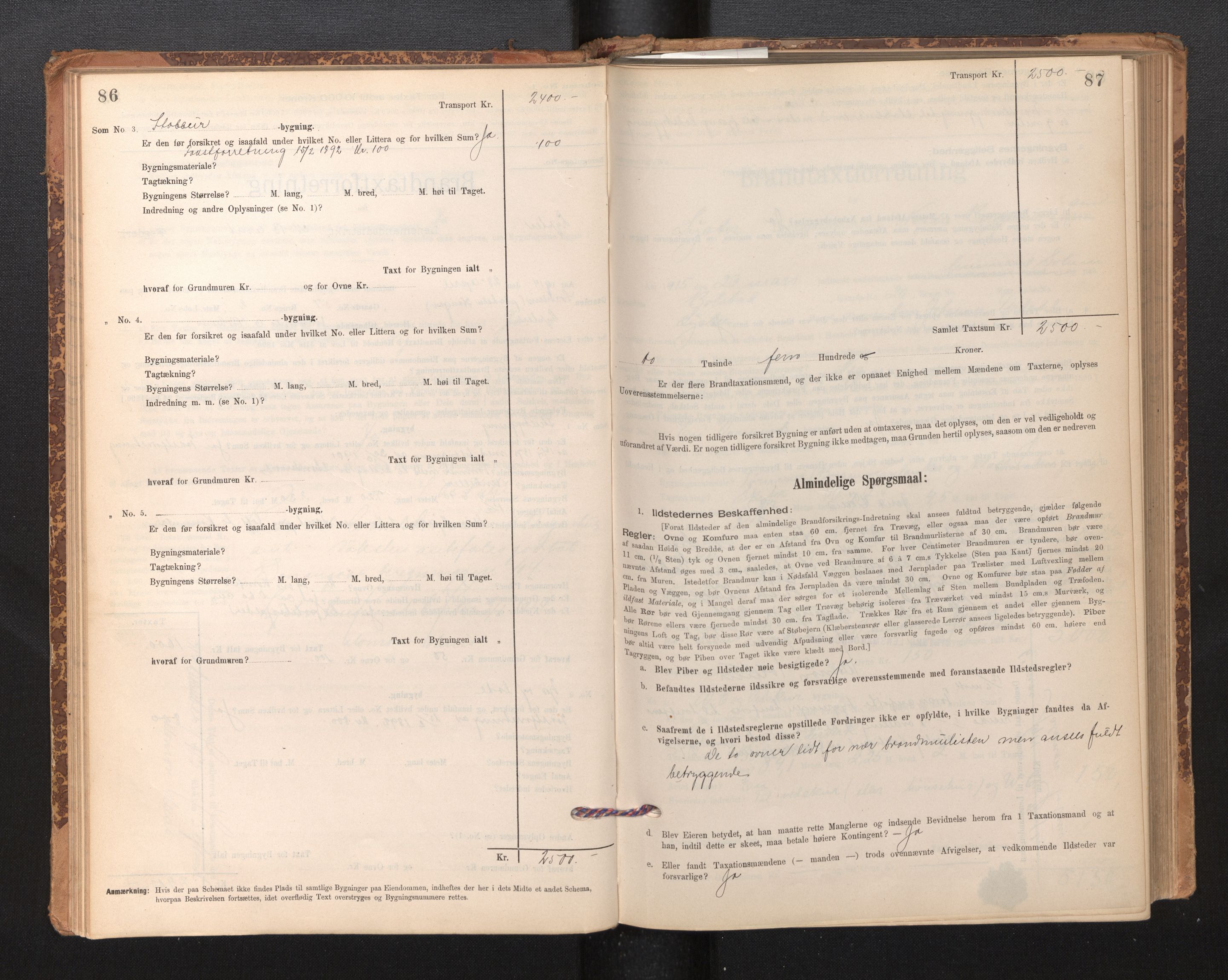 Lensmannen i Luster, SAB/A-29301/0012/L0007: Branntakstprotokoll, skjematakst, 1895-1935, s. 86-87