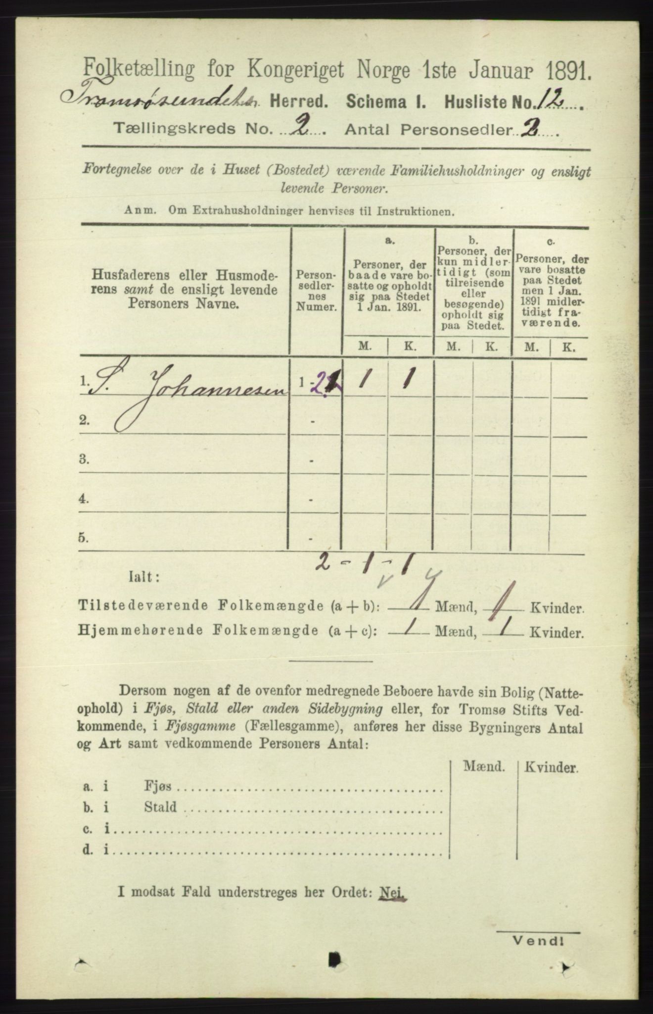 RA, Folketelling 1891 for 1934 Tromsøysund herred, 1891, s. 524