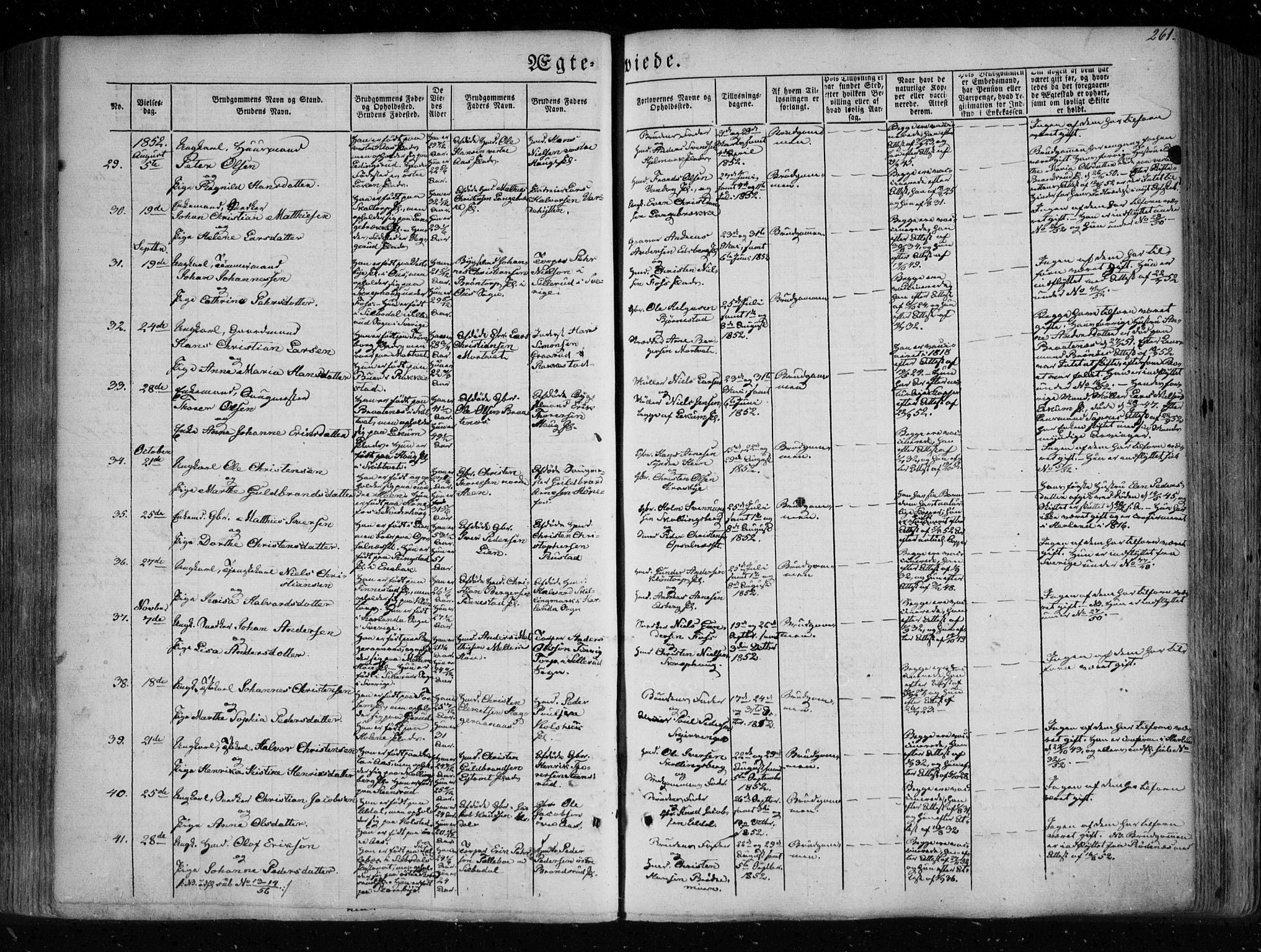 Eidsberg prestekontor Kirkebøker, AV/SAO-A-10905/F/Fa/L0009: Ministerialbok nr. I 9, 1849-1856, s. 261
