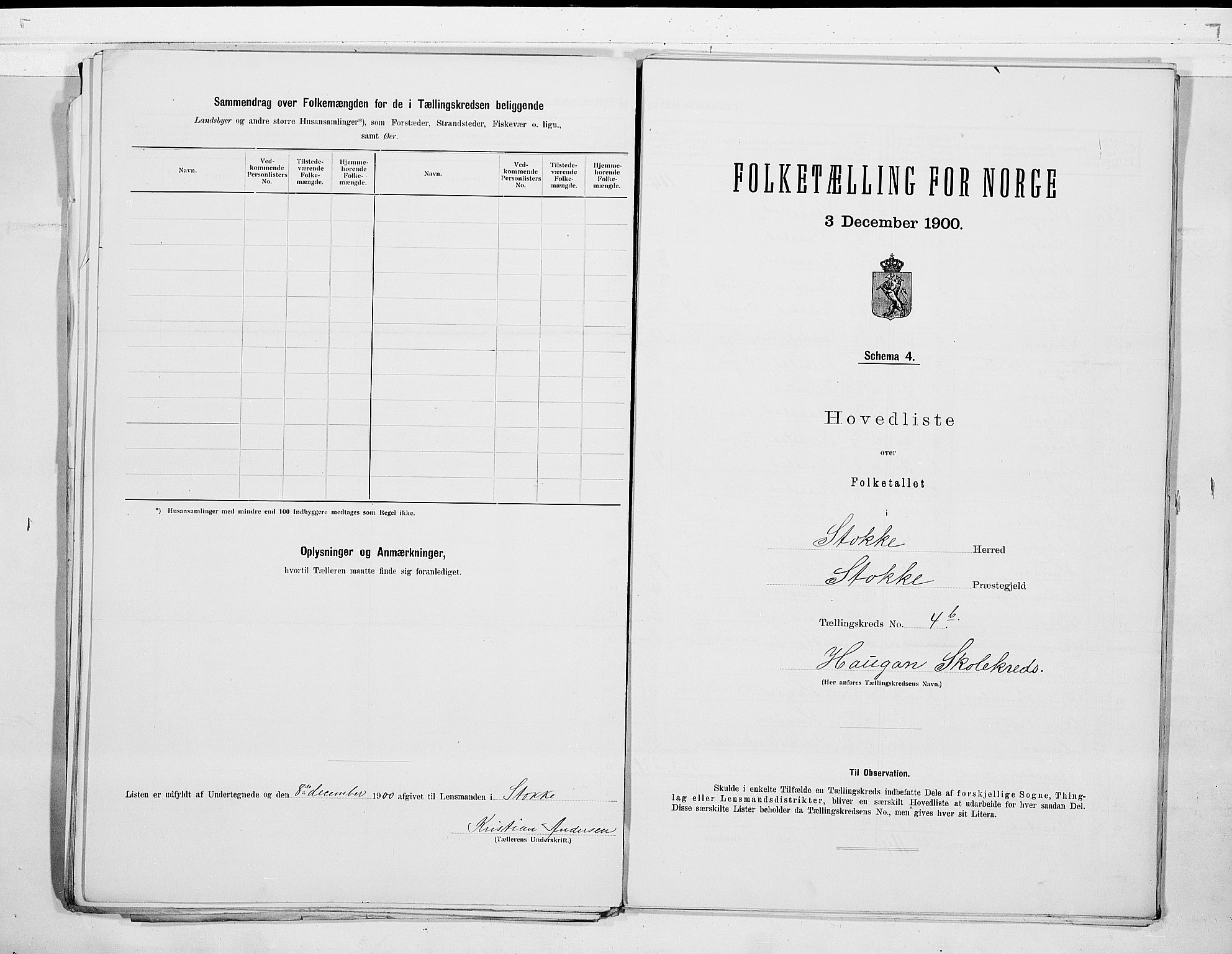 RA, Folketelling 1900 for 0720 Stokke herred, 1900, s. 16