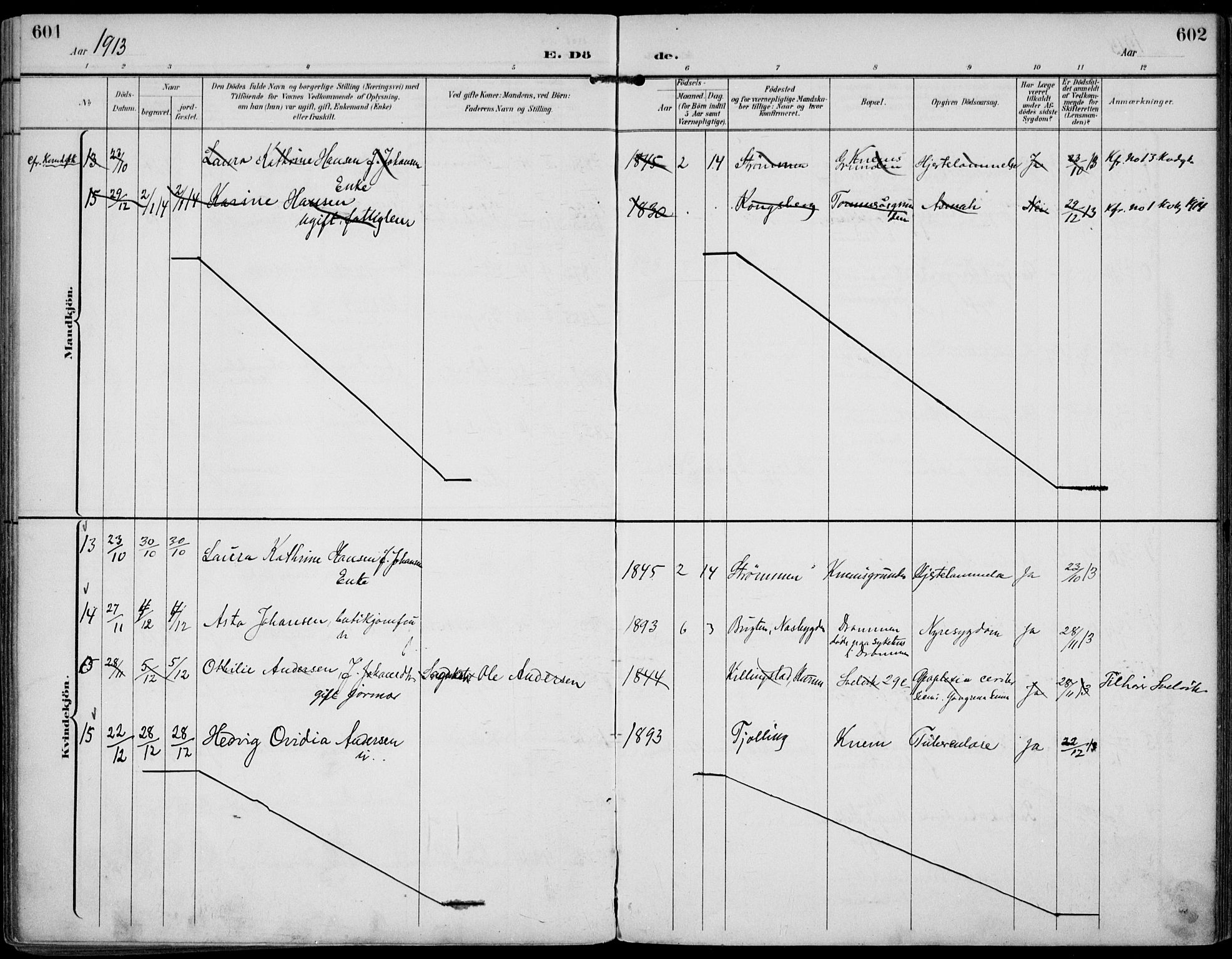 Strømm kirkebøker, AV/SAKO-A-322/F/Fa/L0005: Ministerialbok nr. I 5, 1898-1919, s. 601-602