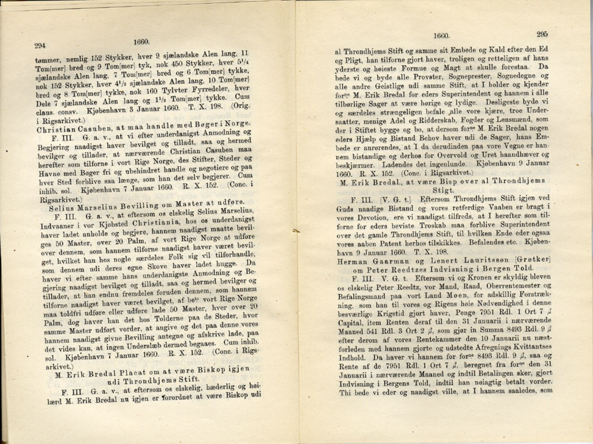 Publikasjoner utgitt av Det Norske Historiske Kildeskriftfond, PUBL/-/-/-: Norske Rigs-Registranter, bind 12, 1657-1660, s. 294-295