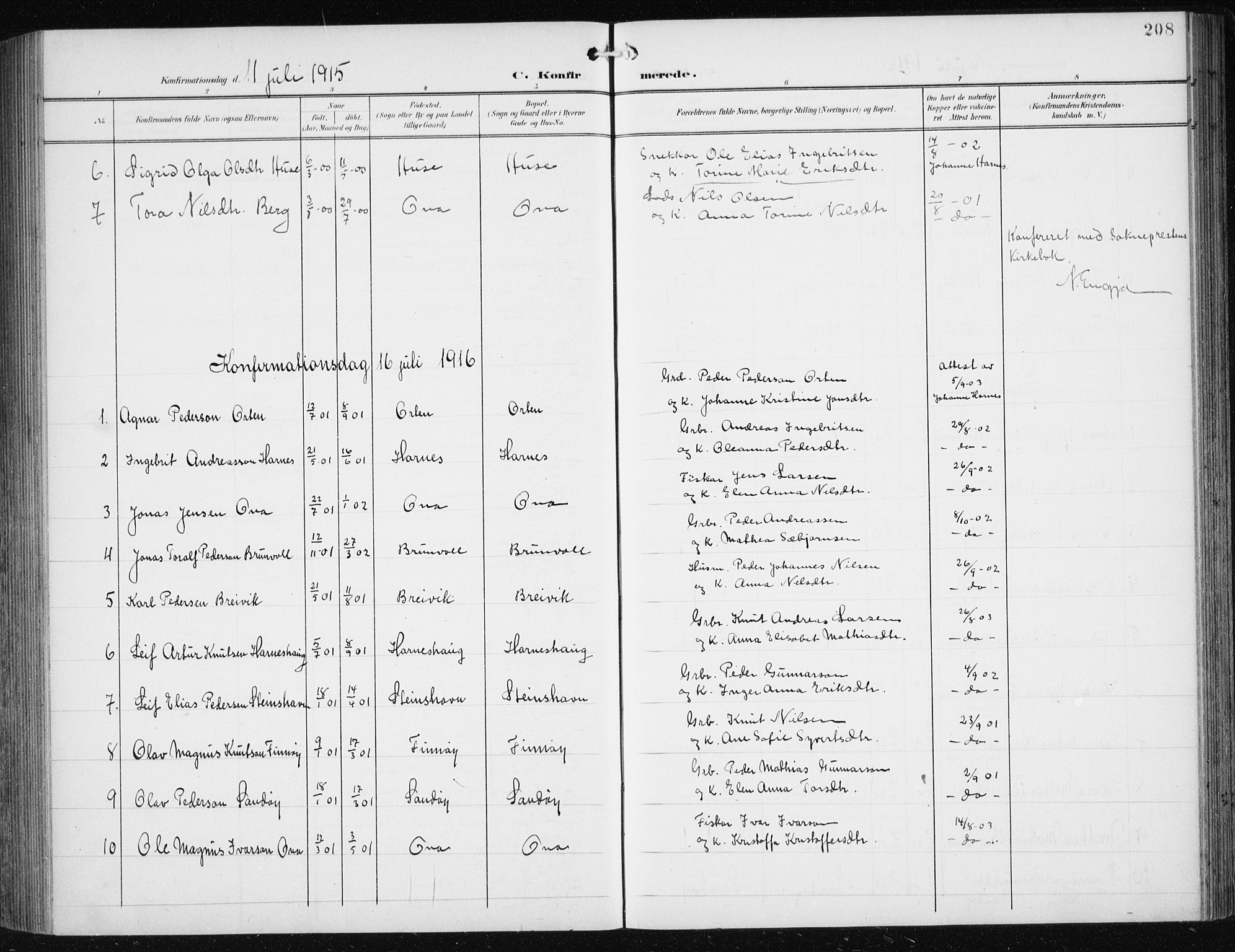 Ministerialprotokoller, klokkerbøker og fødselsregistre - Møre og Romsdal, SAT/A-1454/561/L0733: Klokkerbok nr. 561C03, 1900-1940, s. 208