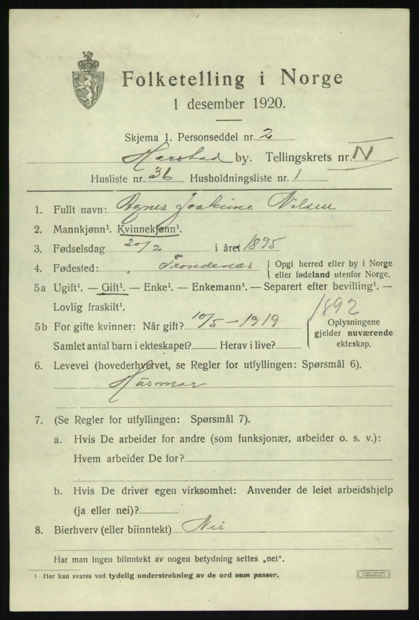 SATØ, Folketelling 1920 for 1901 Harstad ladested, 1920, s. 5986