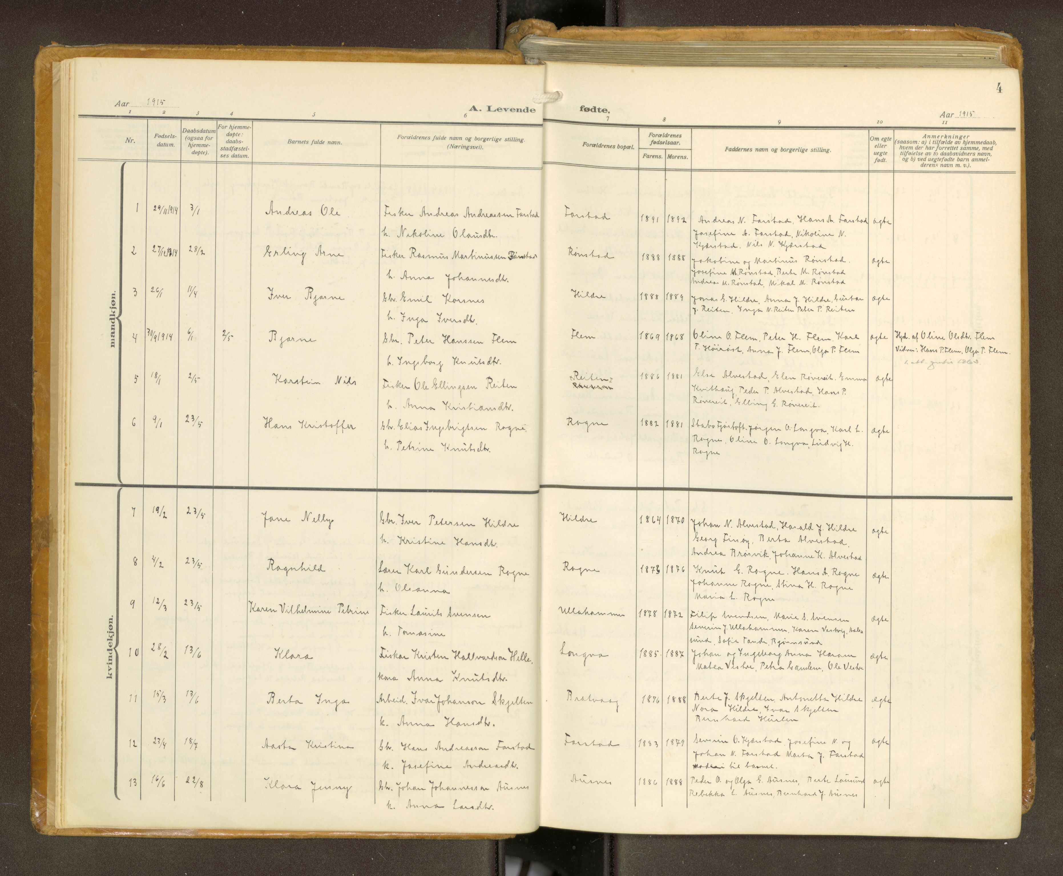 Ministerialprotokoller, klokkerbøker og fødselsregistre - Møre og Romsdal, AV/SAT-A-1454/536/L0518: Ministerialbok nr. 536A--, 1914-1931, s. 4