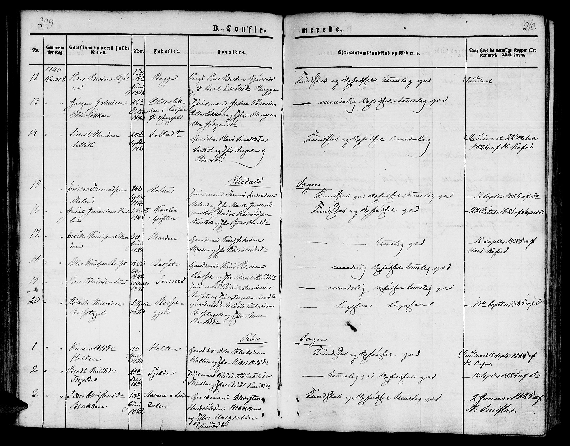 Ministerialprotokoller, klokkerbøker og fødselsregistre - Møre og Romsdal, SAT/A-1454/551/L0624: Ministerialbok nr. 551A04, 1831-1845, s. 209-210