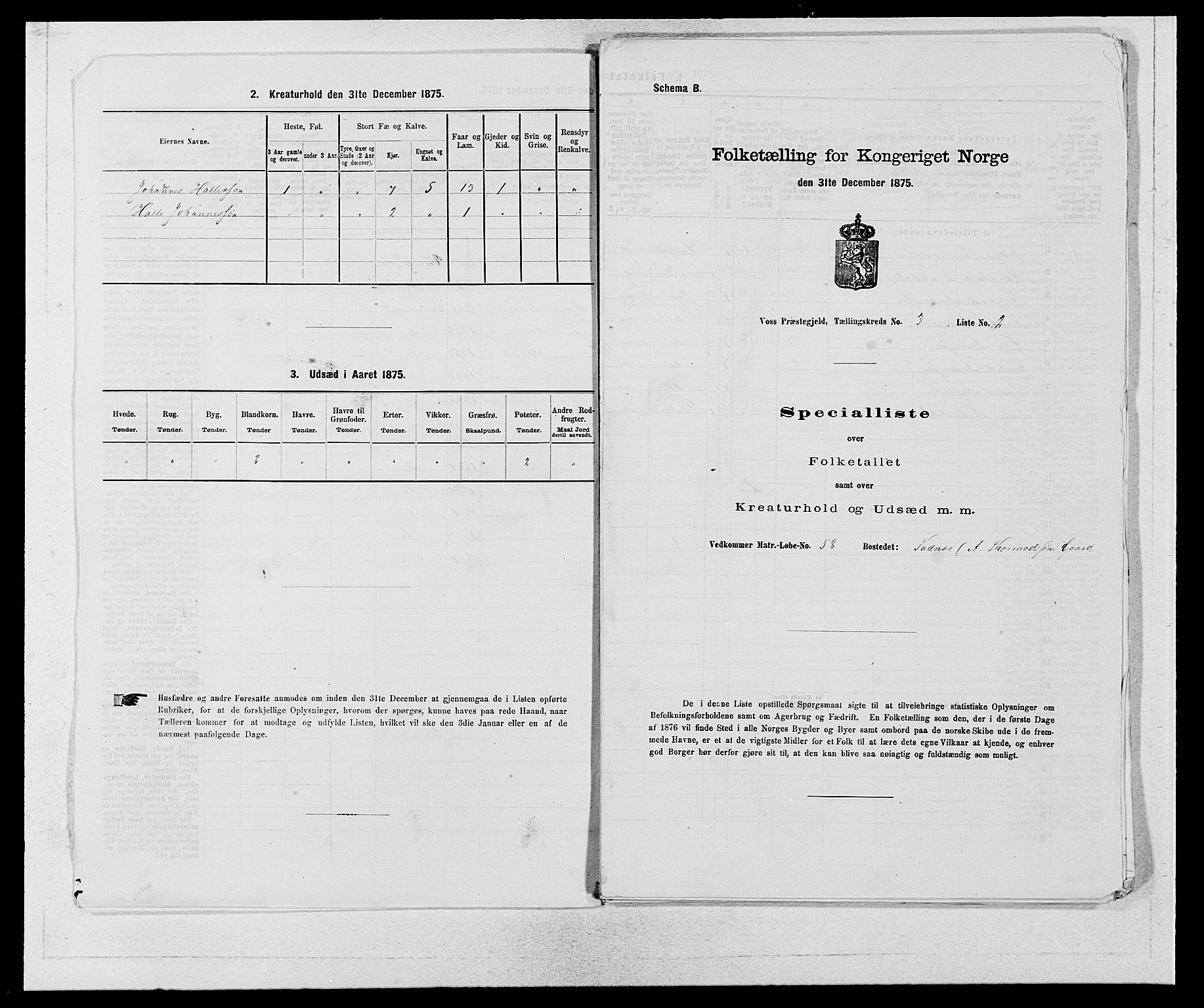 SAB, Folketelling 1875 for 1235P Voss prestegjeld, 1875, s. 1876