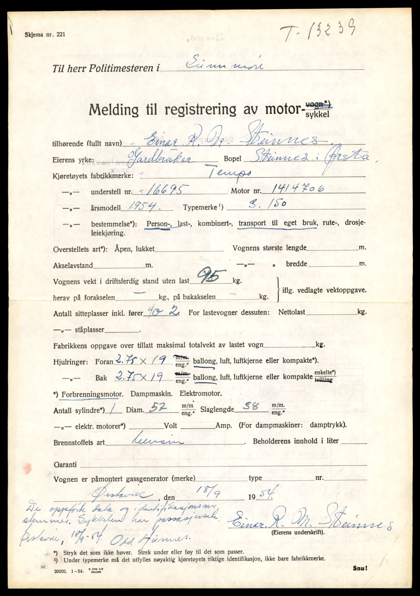 Møre og Romsdal vegkontor - Ålesund trafikkstasjon, AV/SAT-A-4099/F/Fe/L0038: Registreringskort for kjøretøy T 13180 - T 13360, 1927-1998, s. 1021