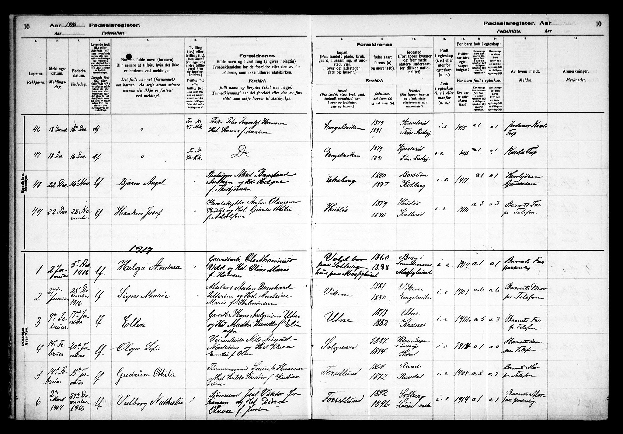 Onsøy prestekontor Kirkebøker, AV/SAO-A-10914/J/Ja/L0001: Fødselsregister nr. I 1, 1916-1937, s. 10