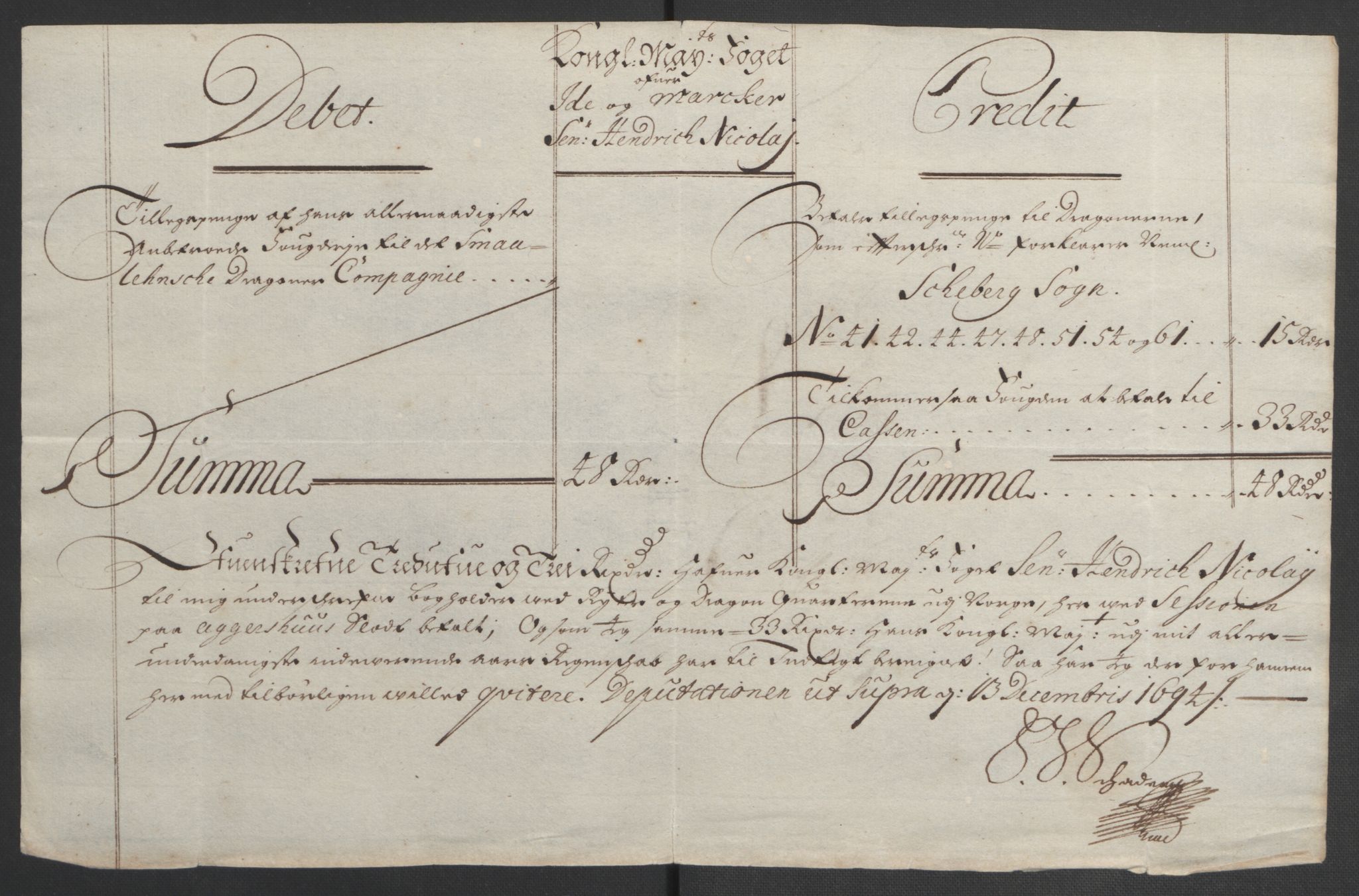 Rentekammeret inntil 1814, Reviderte regnskaper, Fogderegnskap, AV/RA-EA-4092/R01/L0012: Fogderegnskap Idd og Marker, 1694-1695, s. 137