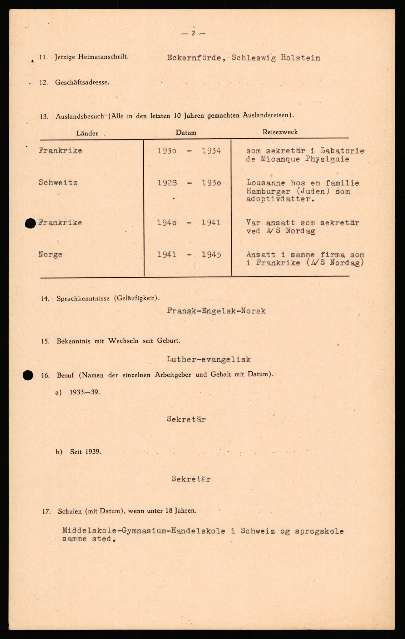 Forsvaret, Forsvarets overkommando II, AV/RA-RAFA-3915/D/Db/L0034: CI Questionaires. Tyske okkupasjonsstyrker i Norge. Tyskere., 1945-1946, s. 428