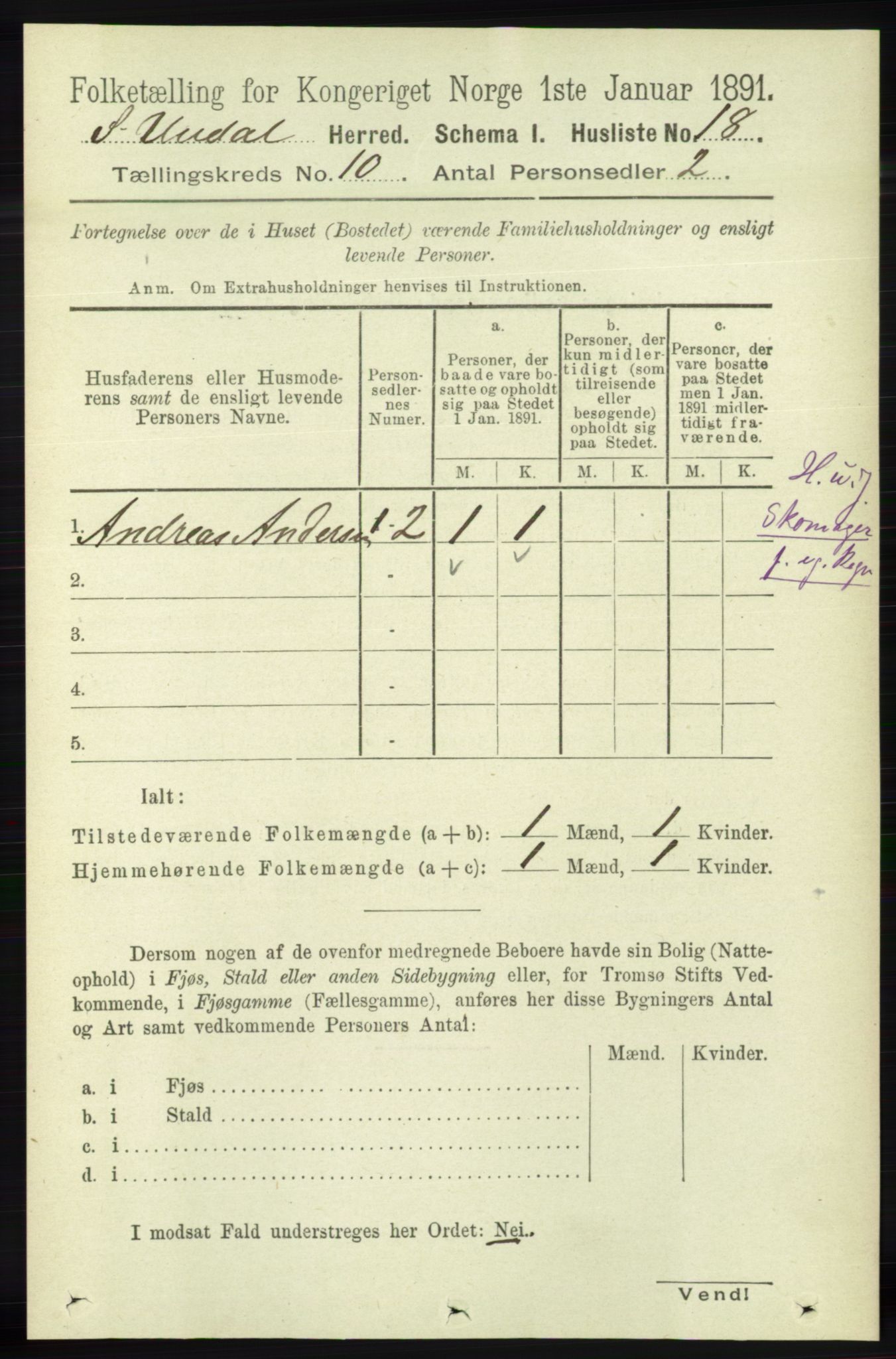 RA, Folketelling 1891 for 1029 Sør-Audnedal herred, 1891, s. 4300