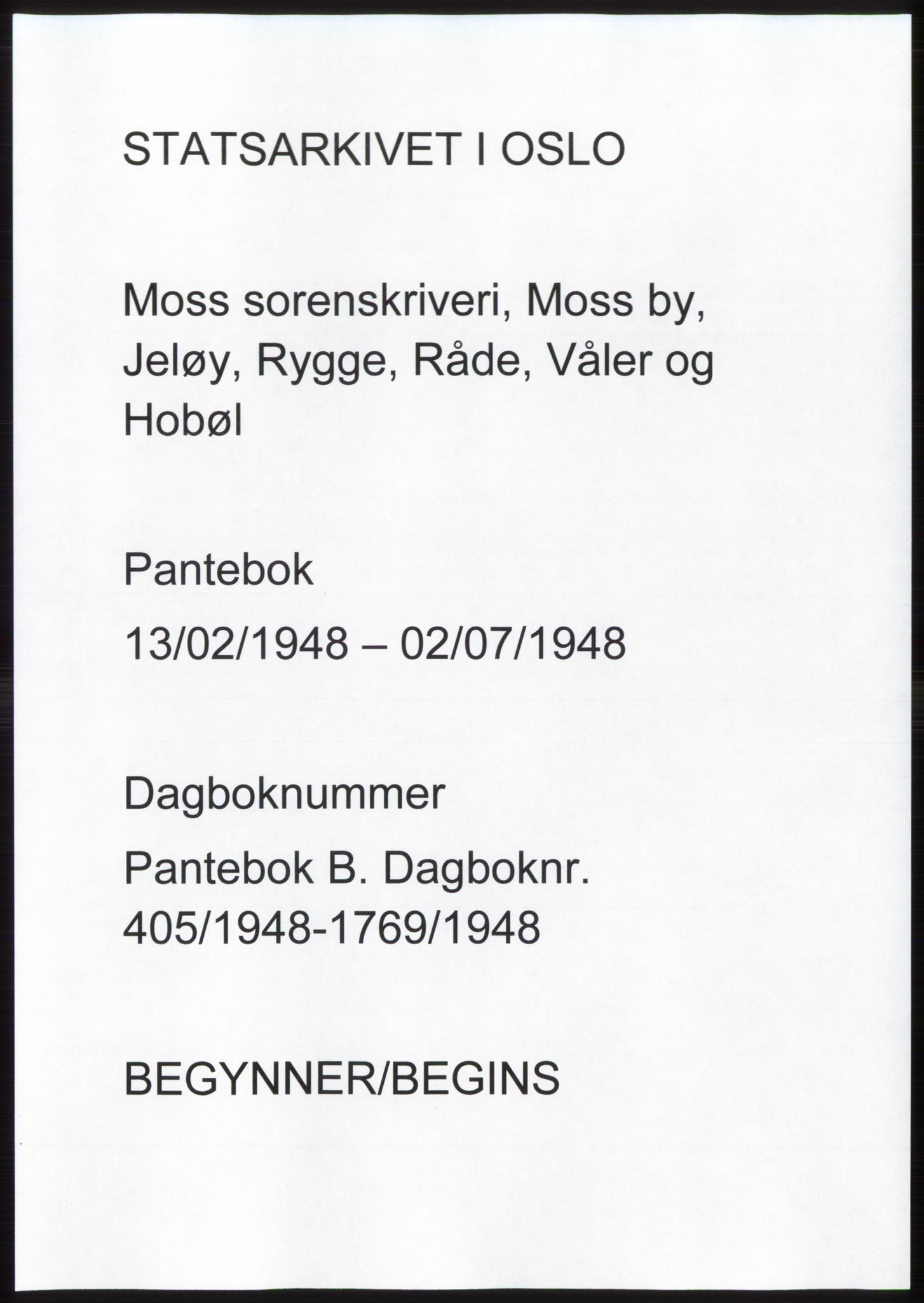 Moss sorenskriveri, SAO/A-10168: Pantebok nr. B19, 1948-1948