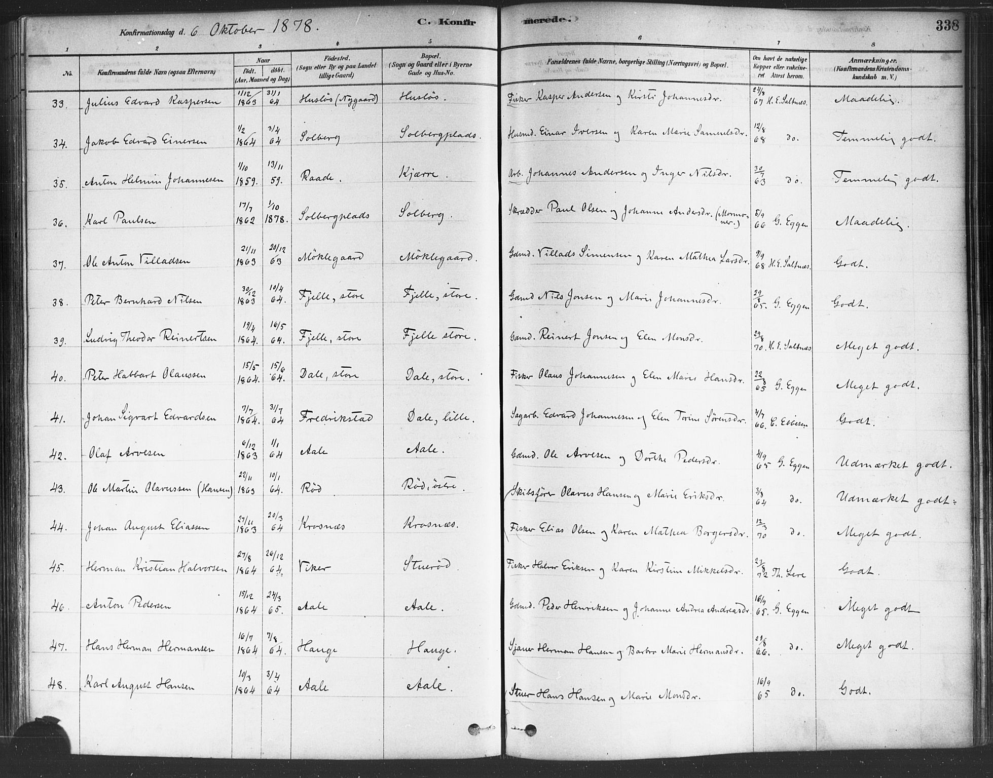 Onsøy prestekontor Kirkebøker, AV/SAO-A-10914/F/Fa/L0005: Ministerialbok nr. I 5, 1878-1898, s. 338