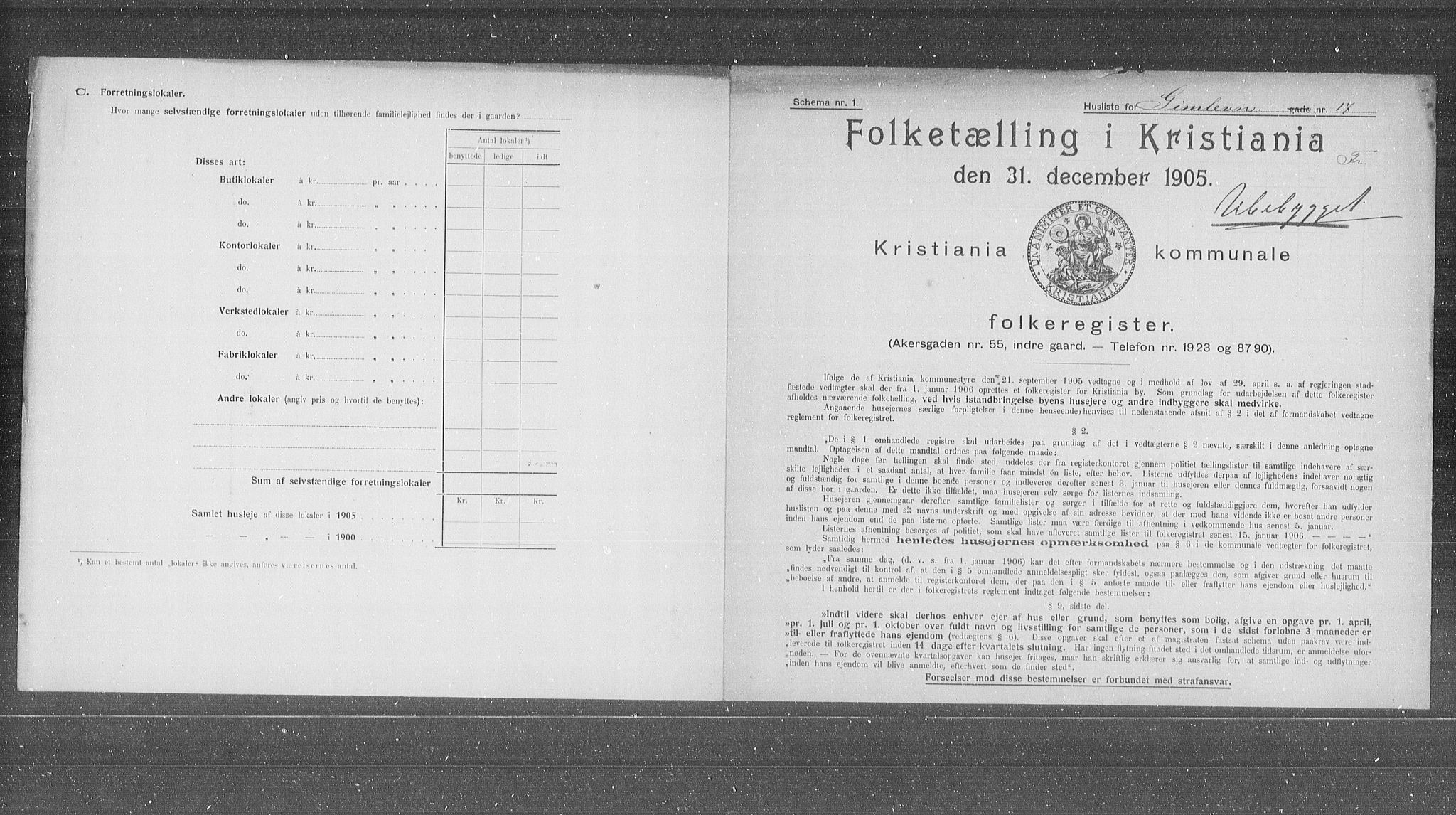 OBA, Kommunal folketelling 31.12.1905 for Kristiania kjøpstad, 1905, s. 15030