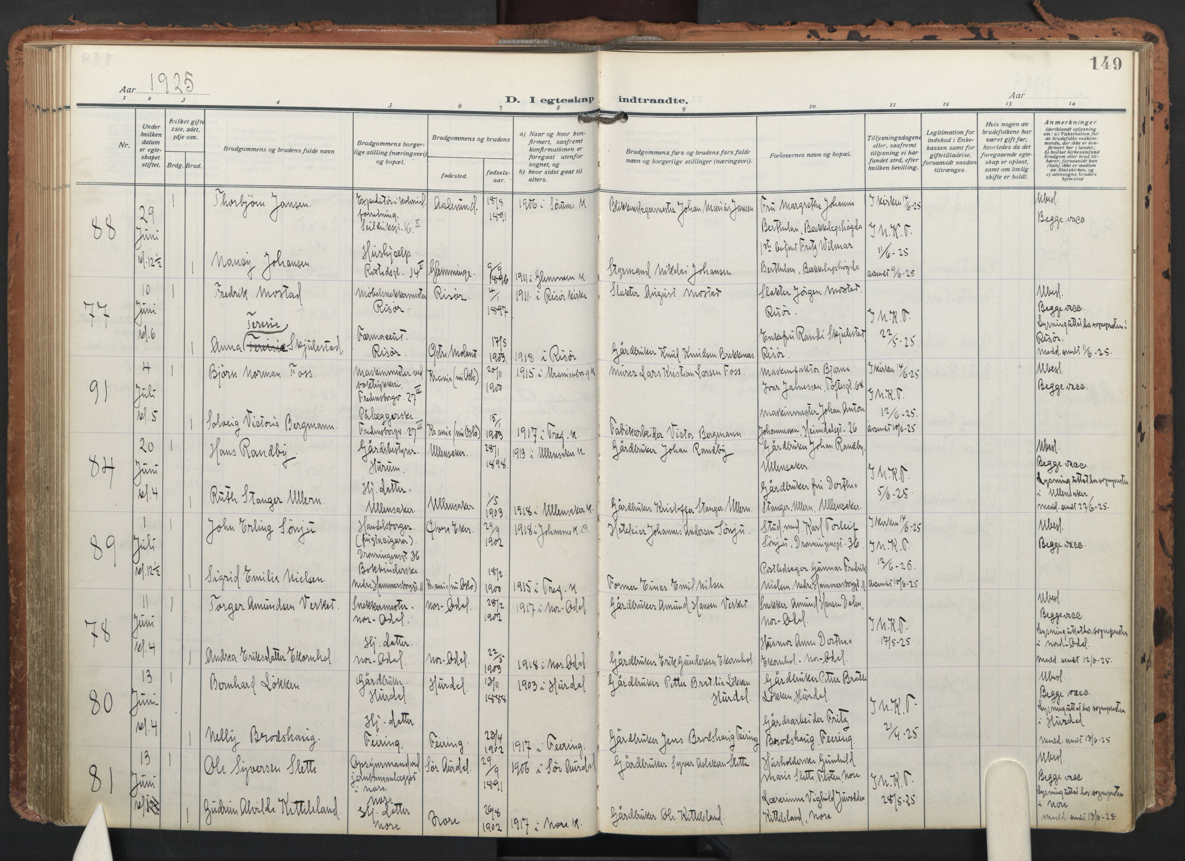 Trefoldighet prestekontor Kirkebøker, AV/SAO-A-10882/F/Fc/L0008: Ministerialbok nr. III 8, 1920-1932, s. 149