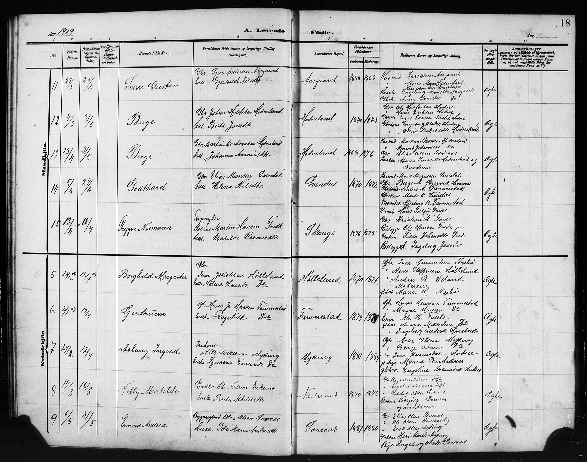 Lindås Sokneprestembete, AV/SAB-A-76701/H/Hab/Habe/L0004: Klokkerbok nr. E 4, 1906-1921, s. 18