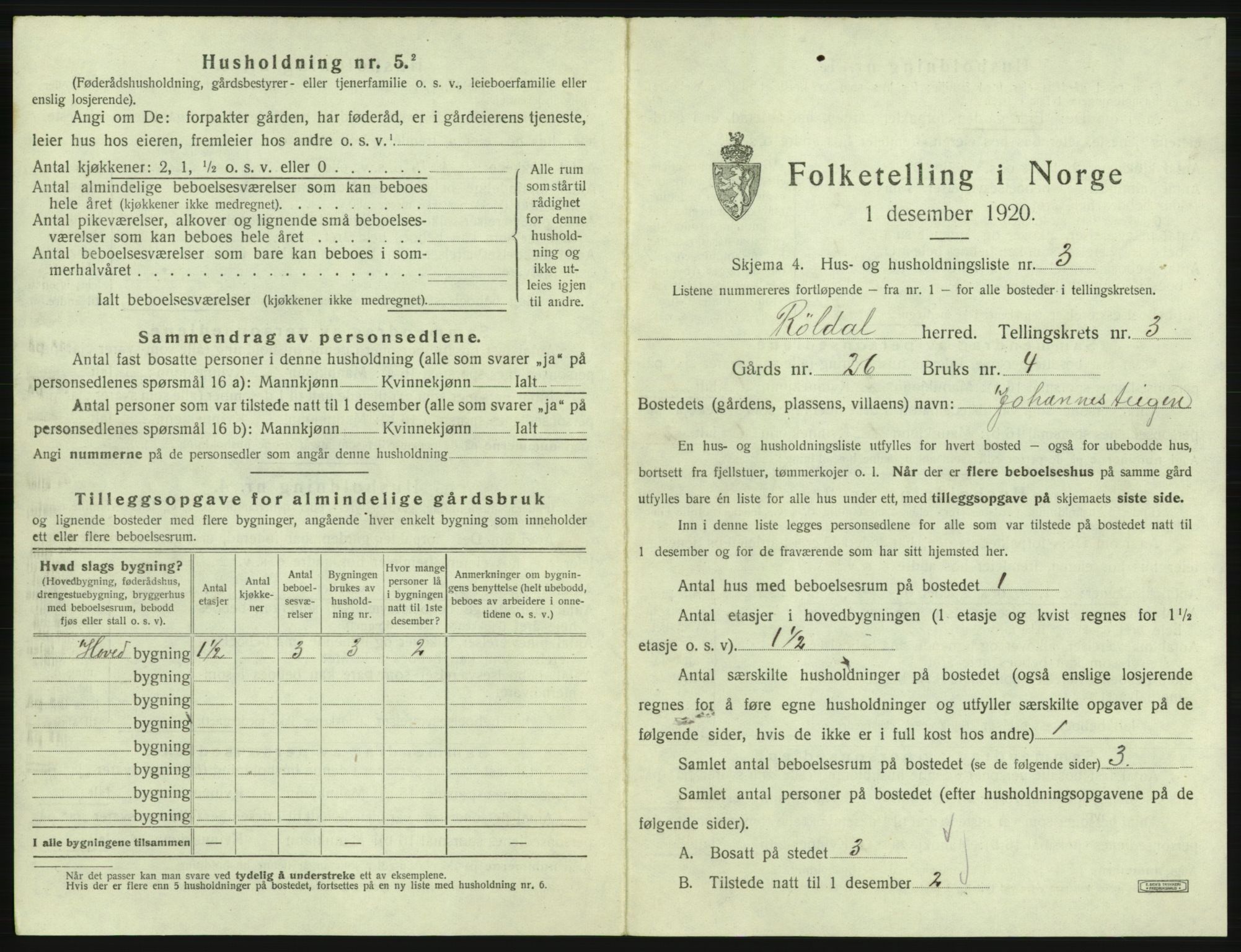 SAB, Folketelling 1920 for 1229 Røldal herred, 1920, s. 285