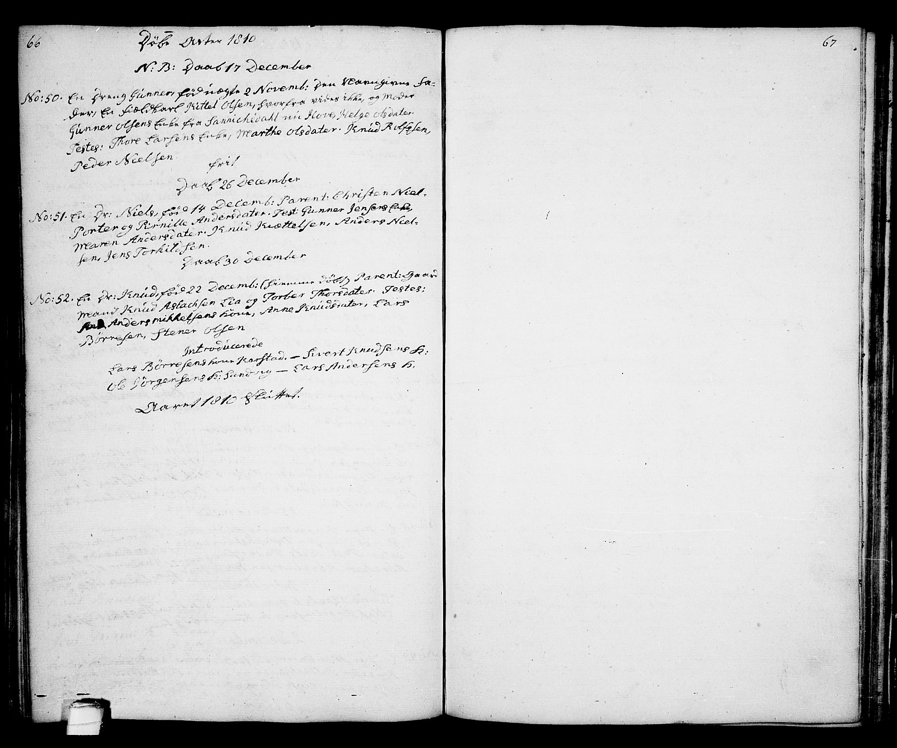 Kragerø kirkebøker, SAKO/A-278/G/Ga/L0001: Klokkerbok nr. 1 /2, 1806-1811, s. 66-67