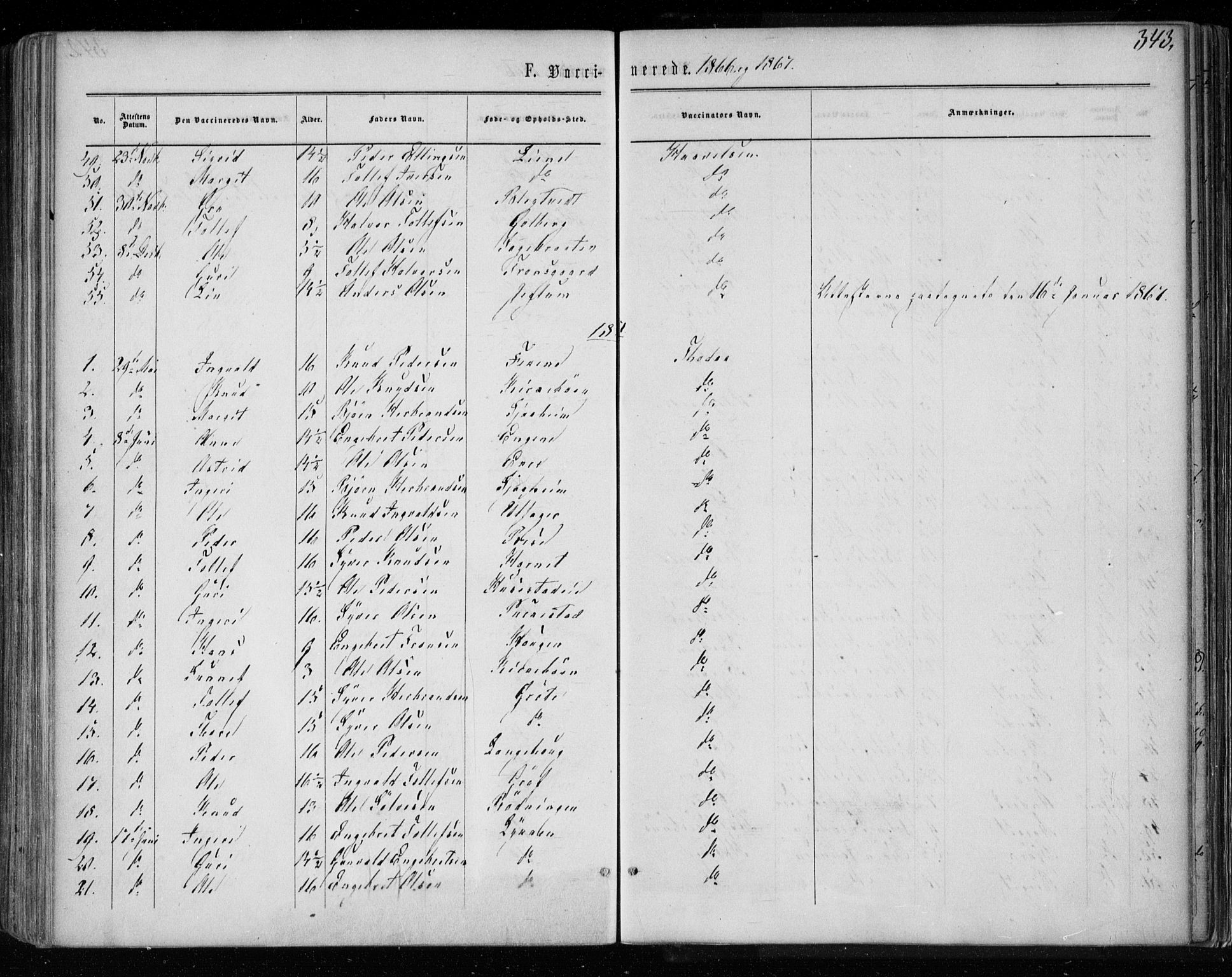 Gol kirkebøker, AV/SAKO-A-226/F/Fa/L0003: Ministerialbok nr. I 3, 1863-1875, s. 343