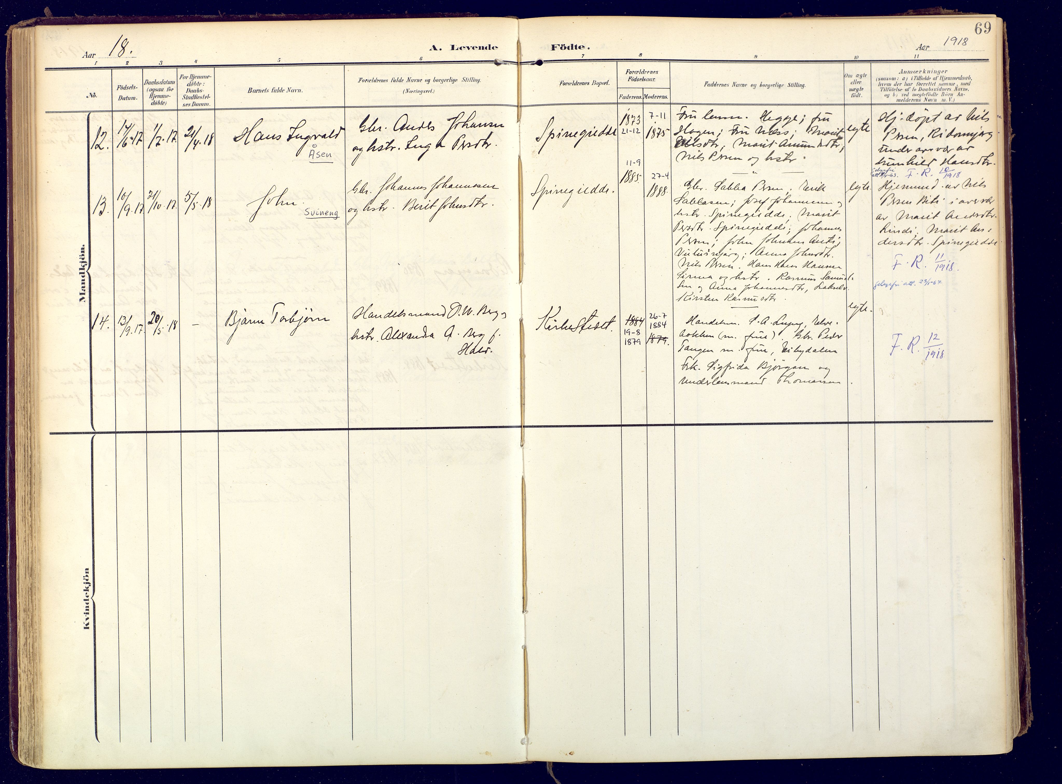 Karasjok sokneprestkontor, AV/SATØ-S-1352/H/Ha: Ministerialbok nr. 3, 1907-1926, s. 69