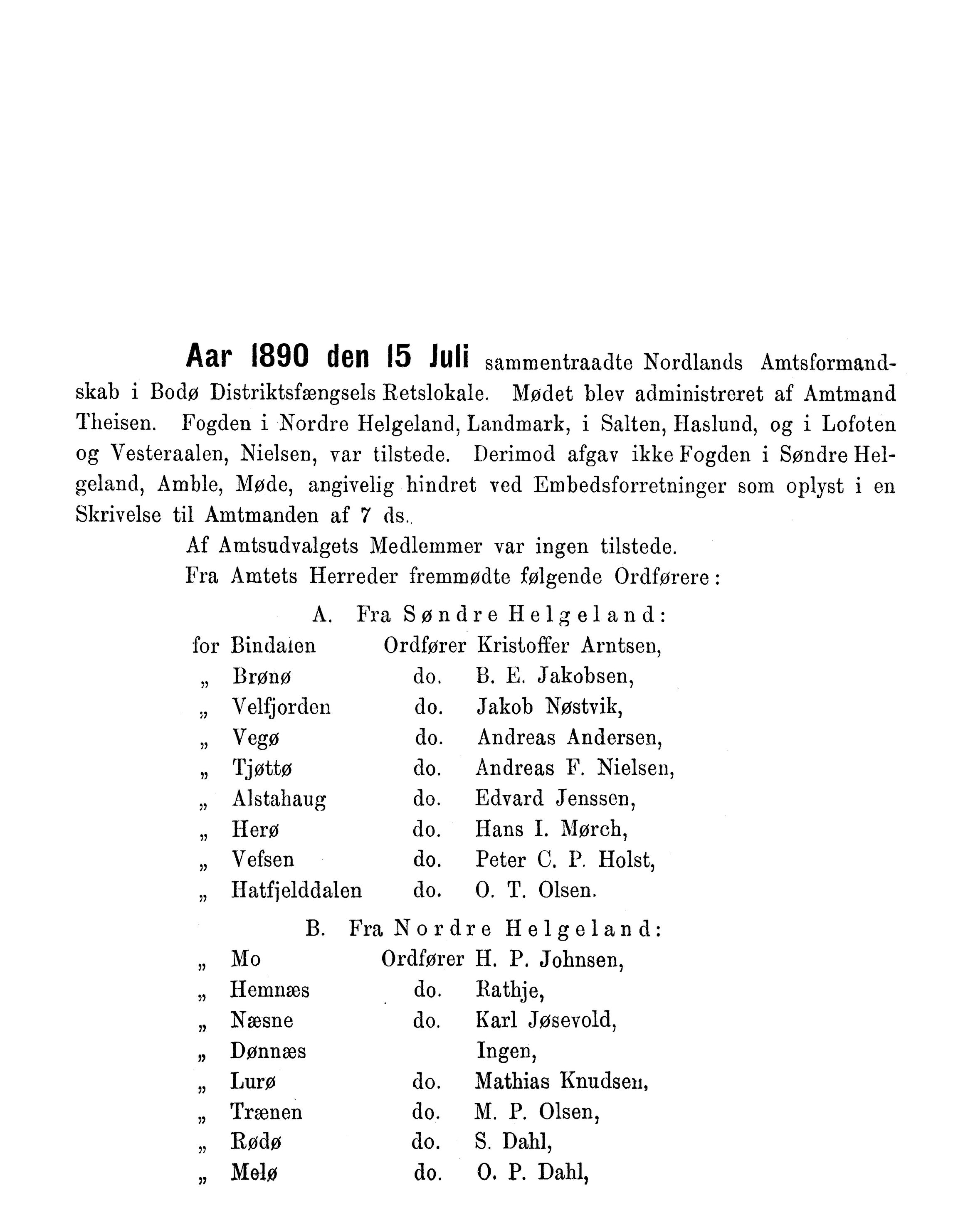 Nordland Fylkeskommune. Fylkestinget, AIN/NFK-17/176/A/Ac/L0015: Fylkestingsforhandlinger 1886-1890, 1886-1890