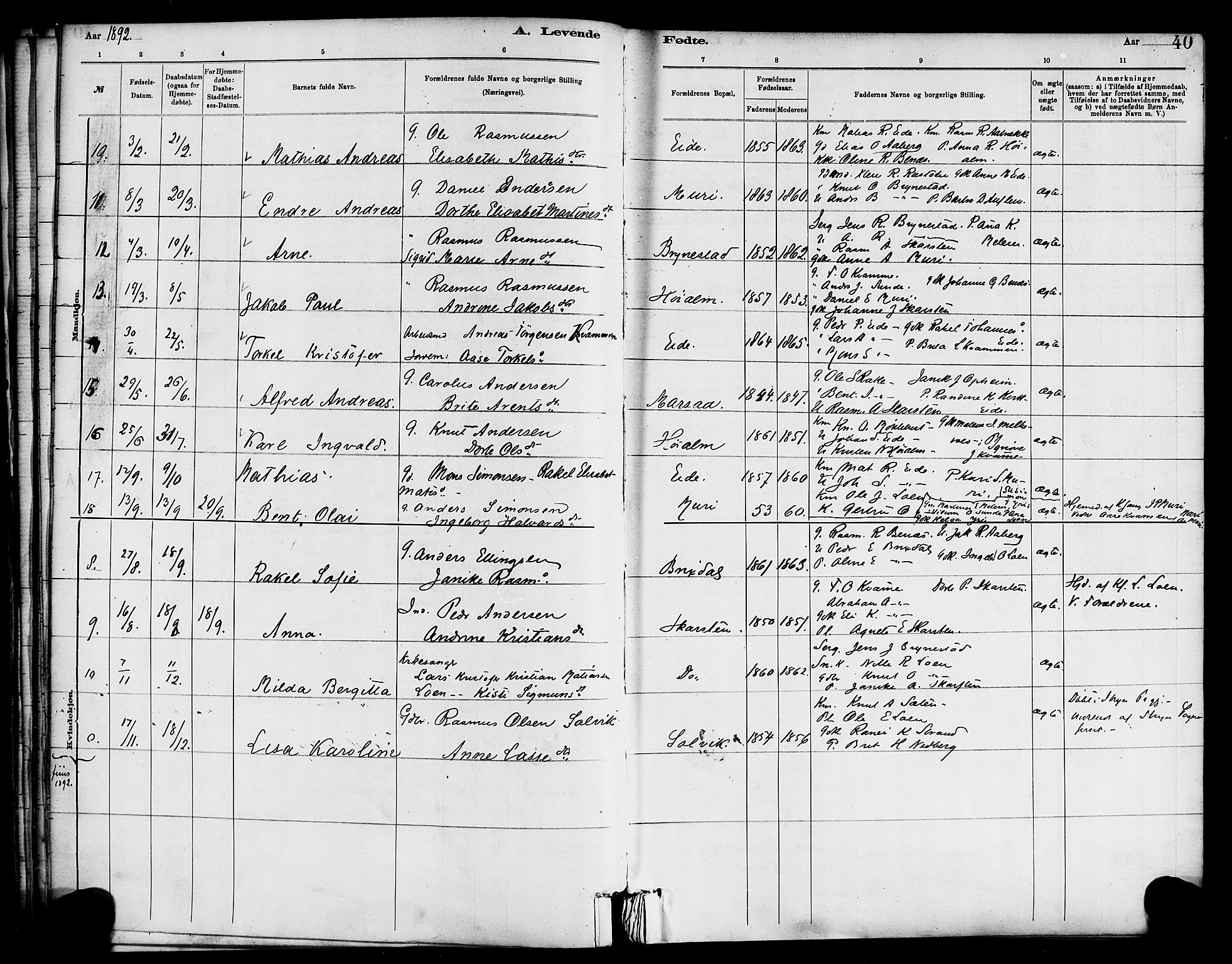 Innvik sokneprestembete, AV/SAB-A-80501: Ministerialbok nr. C 1, 1879-1900, s. 40