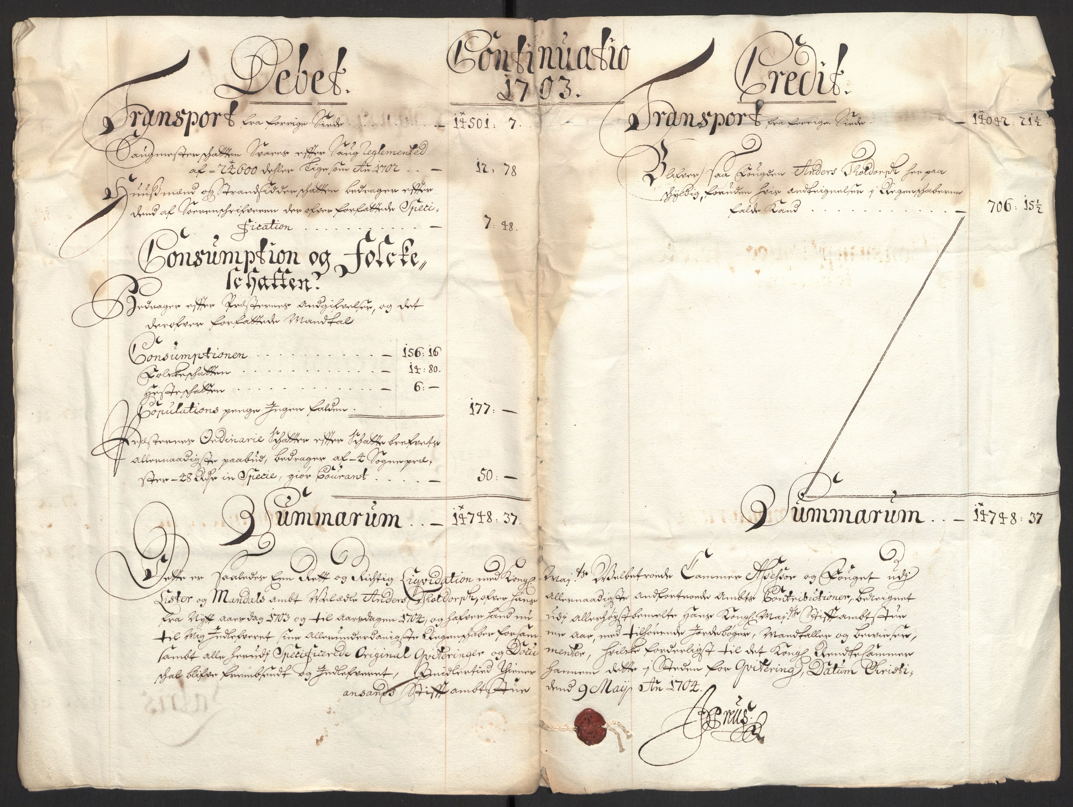 Rentekammeret inntil 1814, Reviderte regnskaper, Fogderegnskap, AV/RA-EA-4092/R43/L2550: Fogderegnskap Lista og Mandal, 1703-1704, s. 10