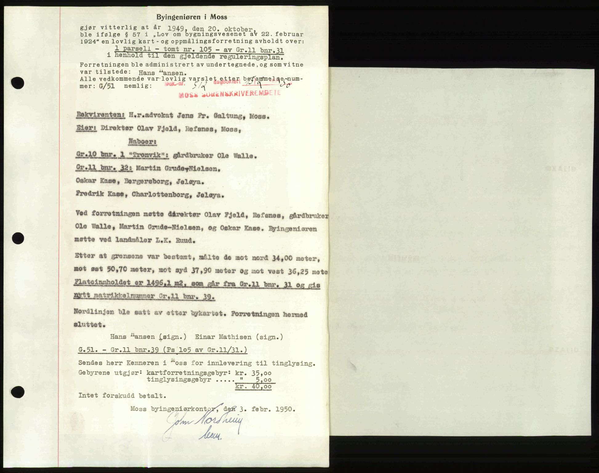 Moss sorenskriveri, SAO/A-10168: Pantebok nr. A25, 1950-1950, Dagboknr: 512/1950