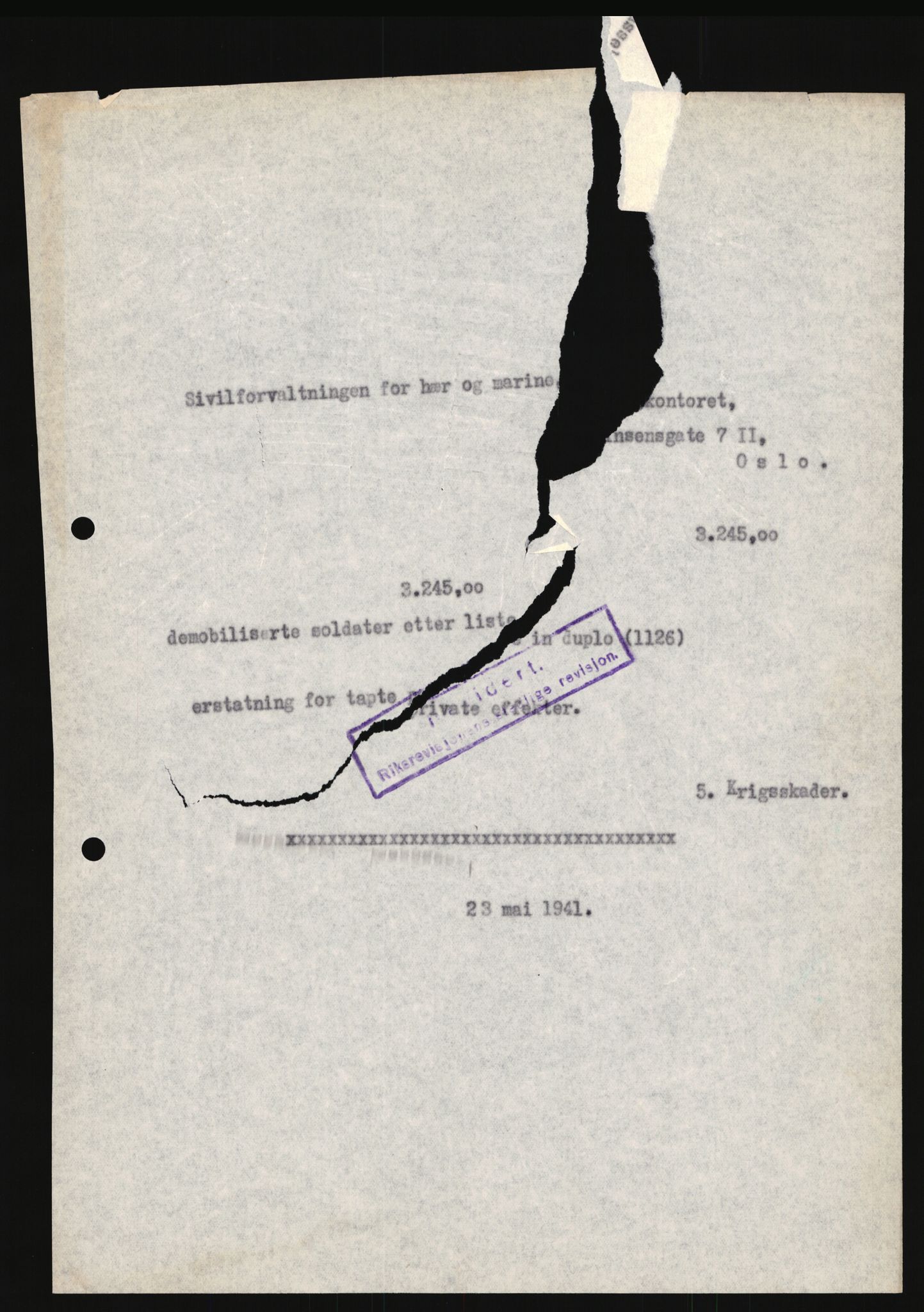 Justisdepartementet, Oppgjørsavdelingen, AV/RA-S-1056/G/Ga/L0005: Anvisningsliste nr. 385-388, 390-410, 662-725, 728-732, 736-740 og 1106-1140 over utbetalte effektsaker, 1940-1942, s. 339