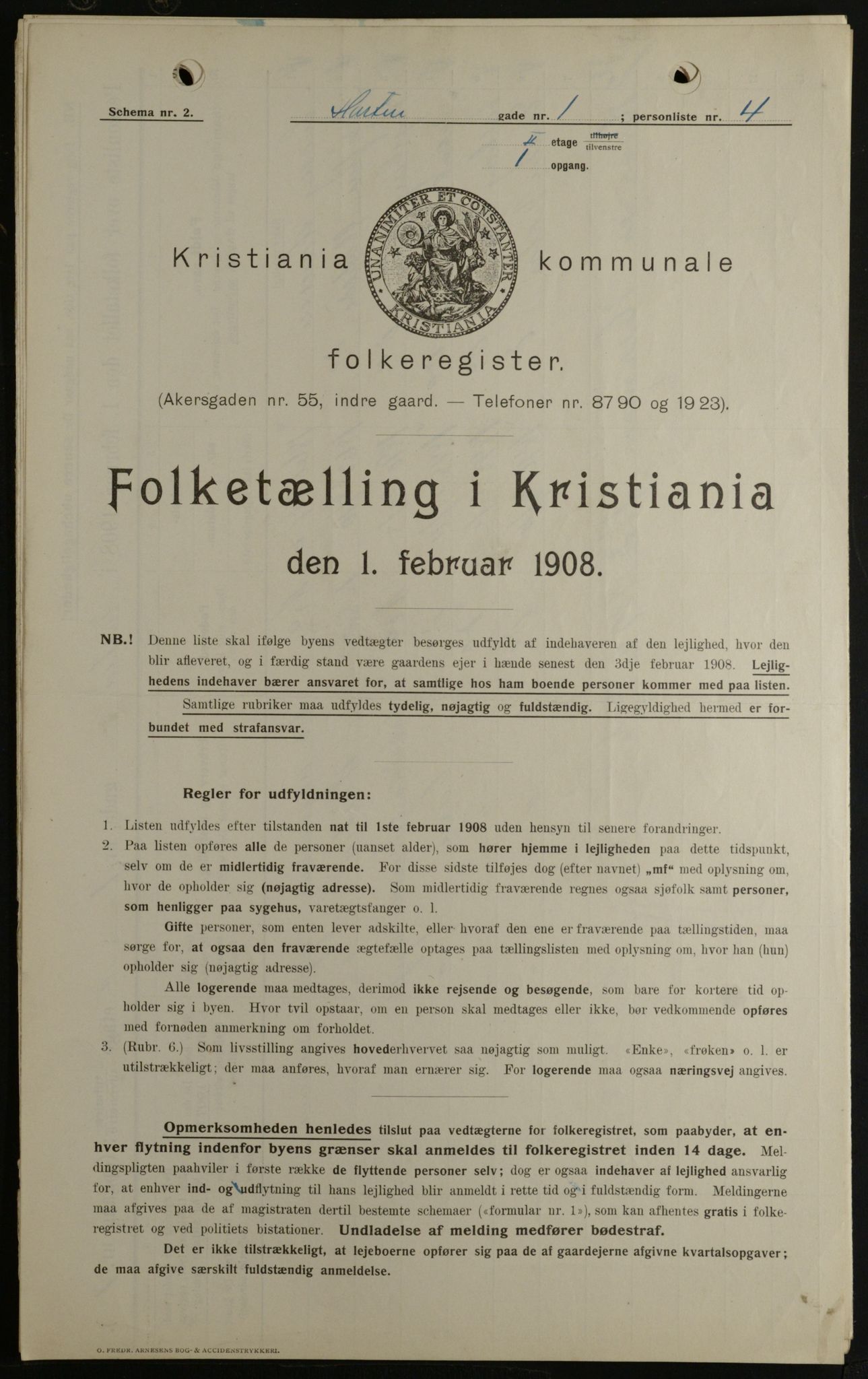 OBA, Kommunal folketelling 1.2.1908 for Kristiania kjøpstad, 1908, s. 37237