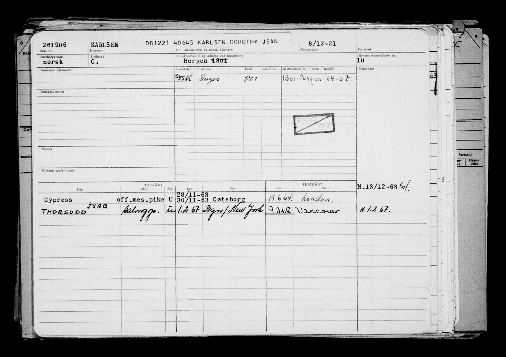 Direktoratet for sjømenn, AV/RA-S-3545/G/Gb/L0200: Hovedkort, 1921, s. 497