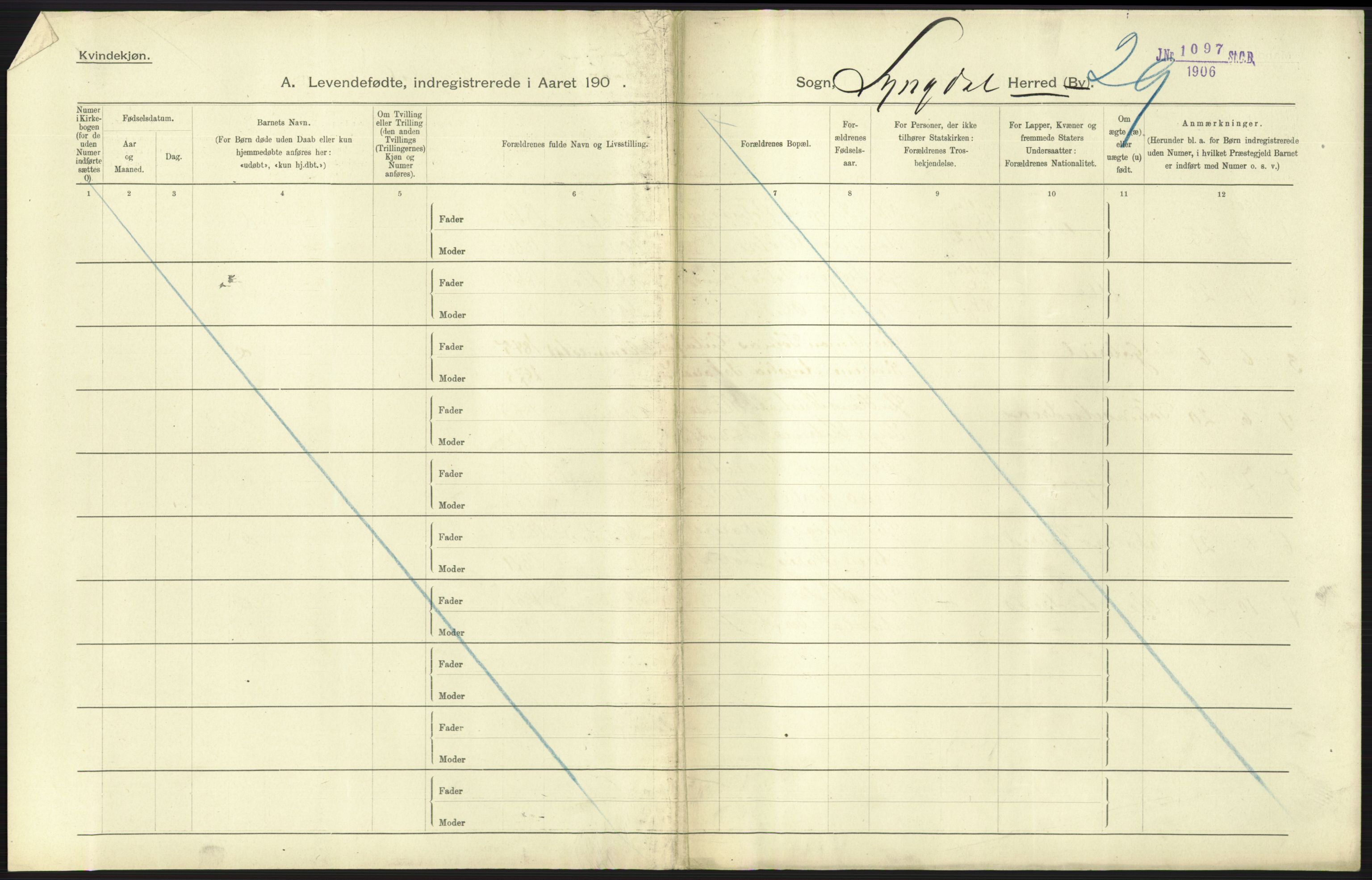 Statistisk sentralbyrå, Sosiodemografiske emner, Befolkning, AV/RA-S-2228/D/Df/Dfa/Dfac/L0020: Lister og Mandals amt: Fødte. Bygder, 1905, s. 121