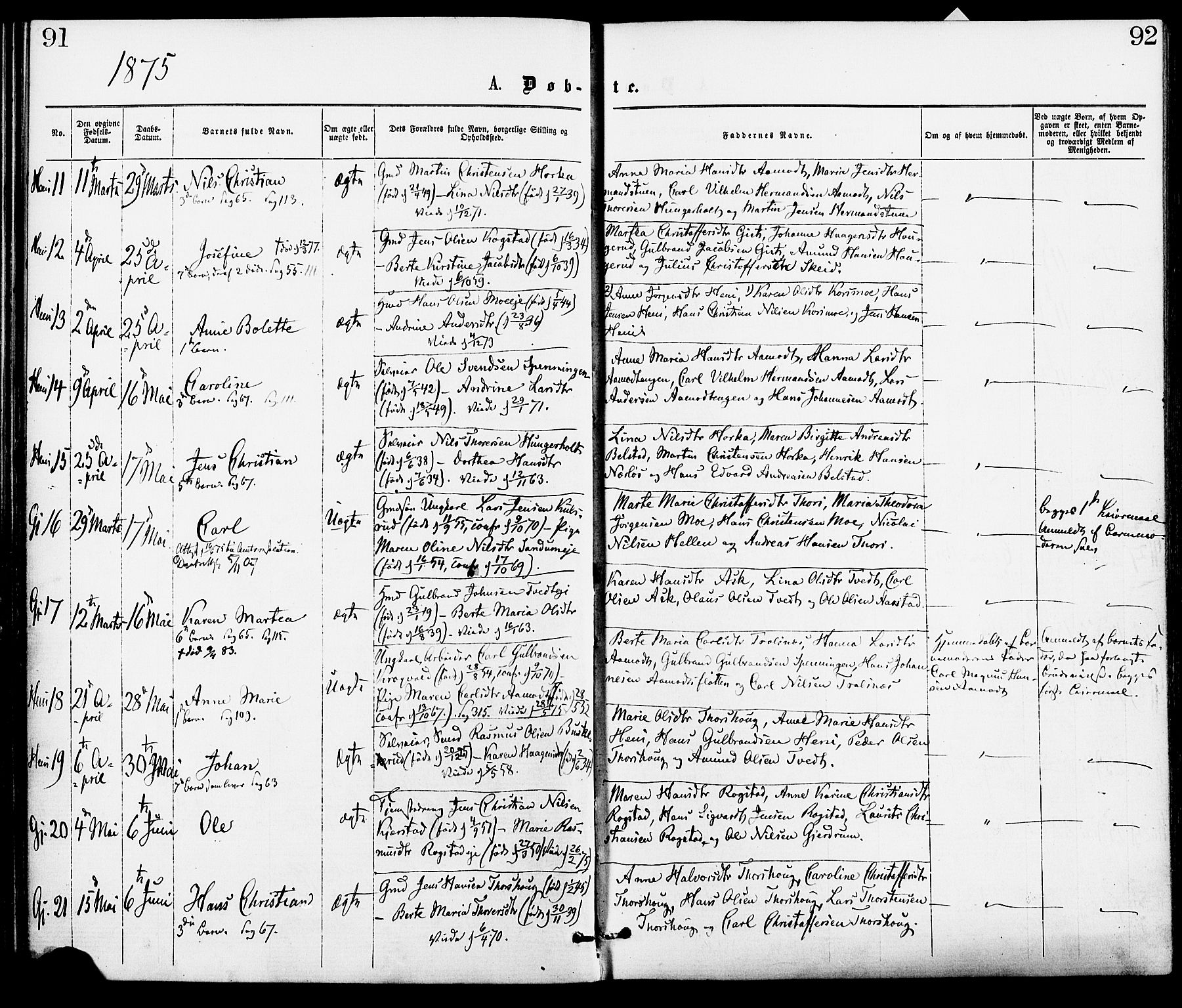 Gjerdrum prestekontor Kirkebøker, AV/SAO-A-10412b/F/Fa/L0008: Ministerialbok nr. I 8, 1867-1880, s. 91-92