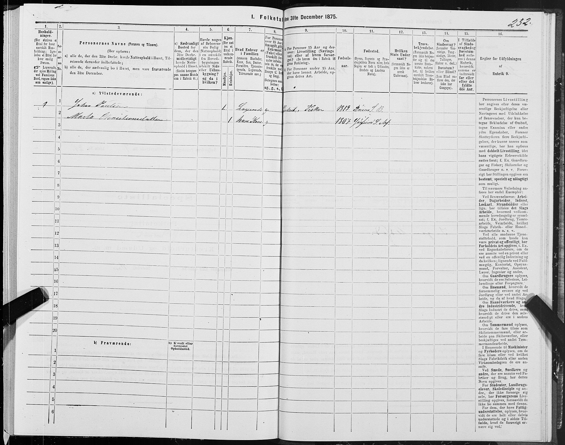 SAT, Folketelling 1875 for 1630P Aafjorden prestegjeld, 1875, s. 3232