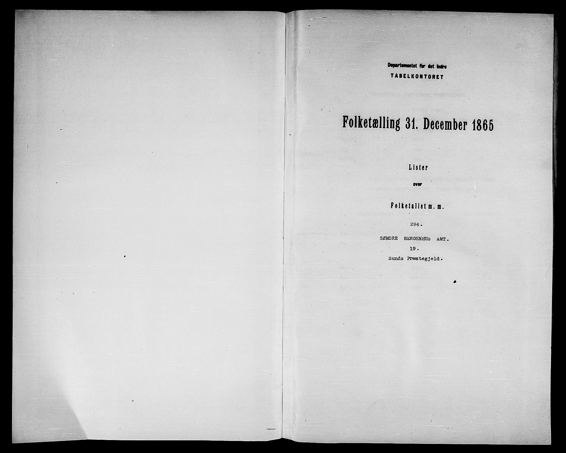 RA, Folketelling 1865 for 1245P Sund prestegjeld, 1865, s. 3