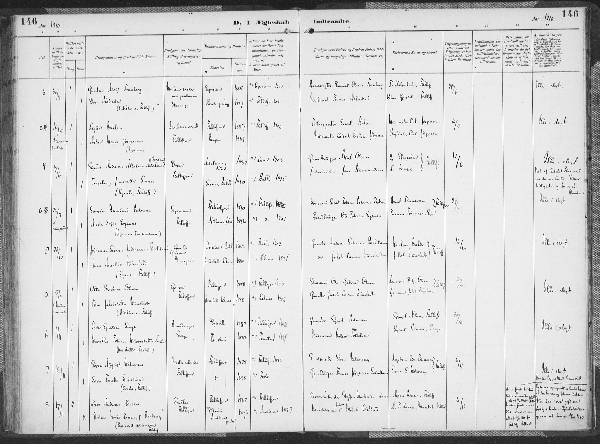 Flekkefjord sokneprestkontor, SAK/1111-0012/F/Fa/Faa/L0002: Ministerialbok nr. A 2, 1900-1912, s. 146