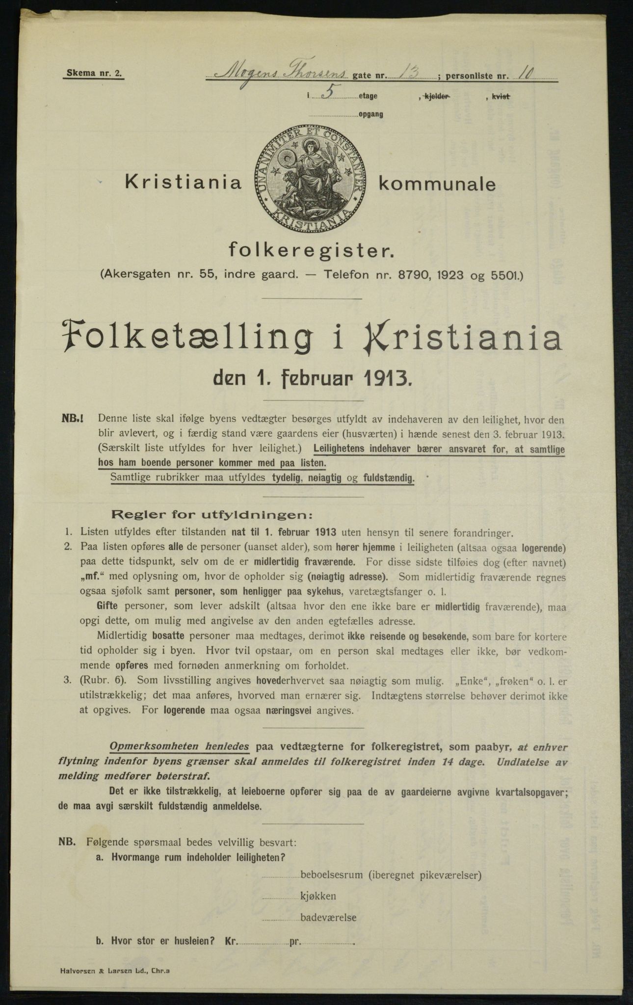 OBA, Kommunal folketelling 1.2.1913 for Kristiania, 1913, s. 65579
