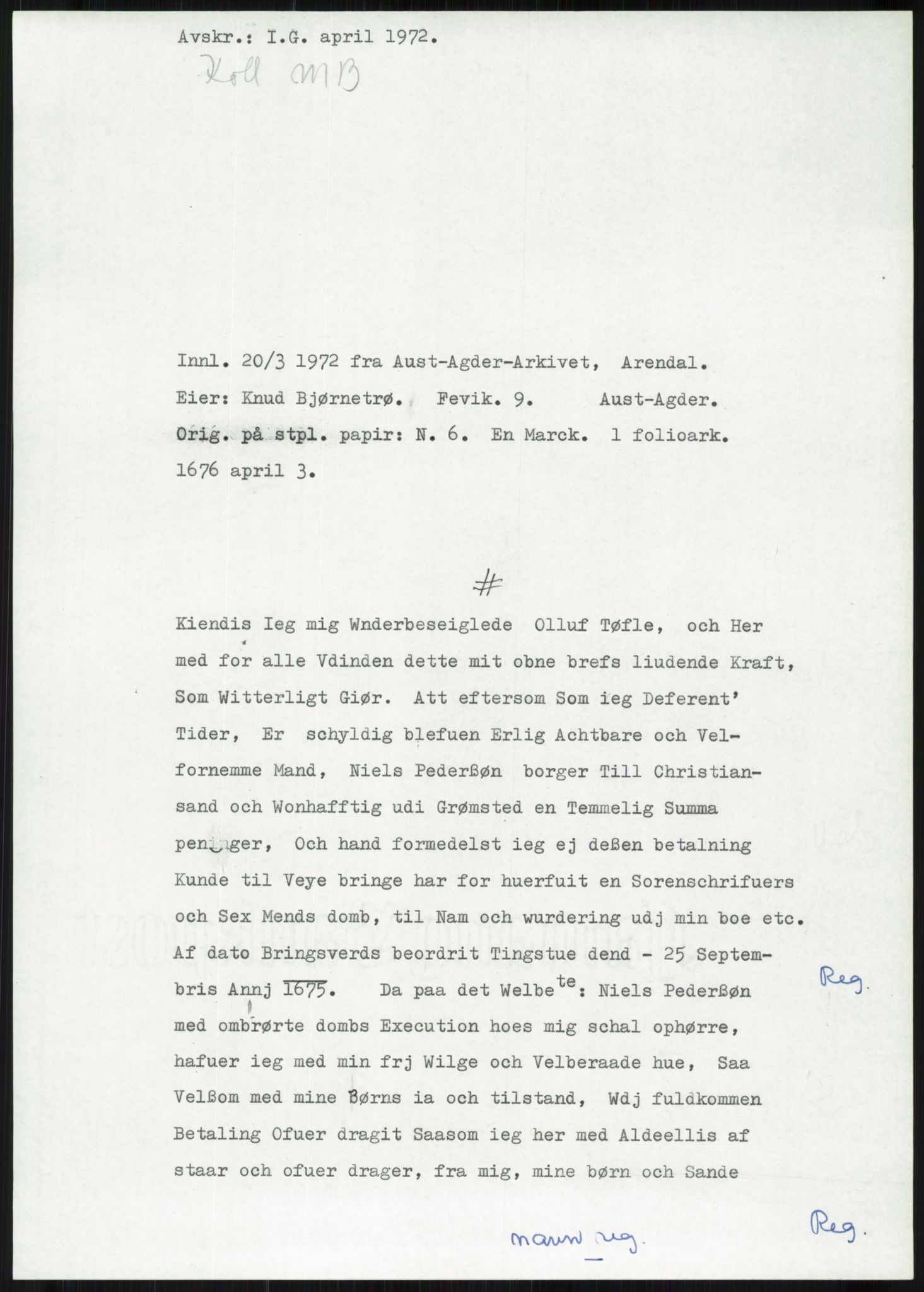 Samlinger til kildeutgivelse, Diplomavskriftsamlingen, AV/RA-EA-4053/H/Ha, s. 503