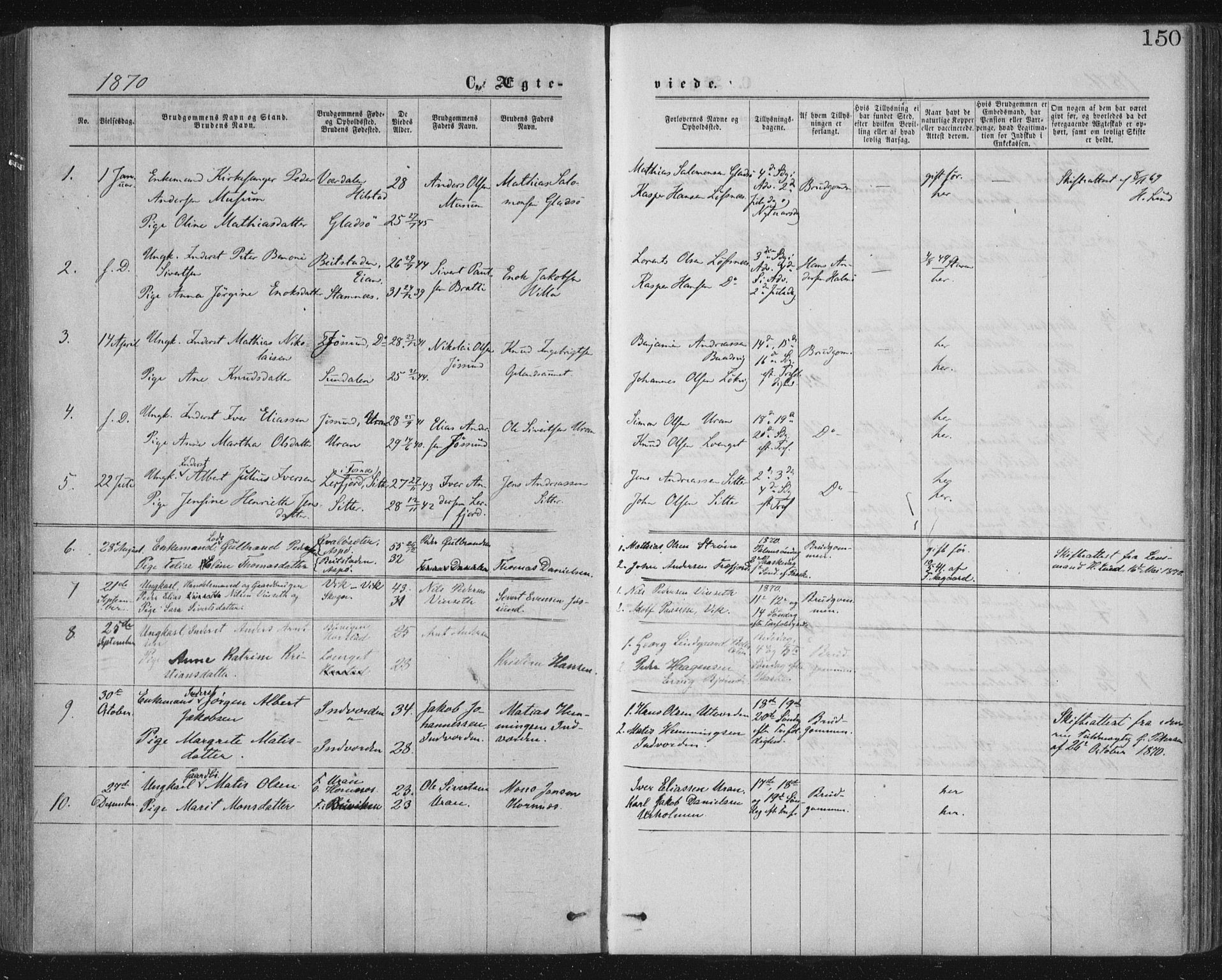 Ministerialprotokoller, klokkerbøker og fødselsregistre - Nord-Trøndelag, SAT/A-1458/771/L0596: Ministerialbok nr. 771A03, 1870-1884, s. 150