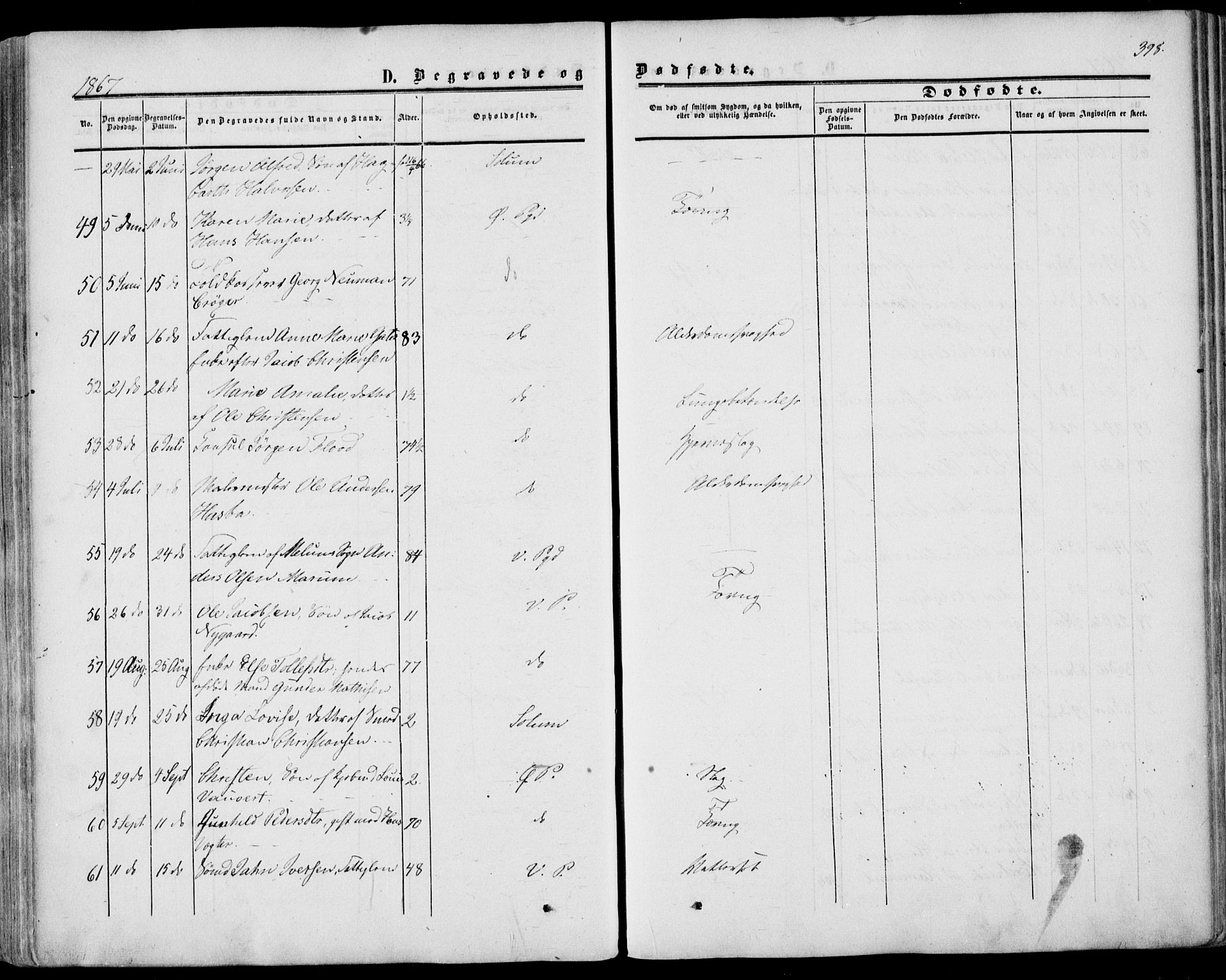 Porsgrunn kirkebøker , AV/SAKO-A-104/F/Fa/L0007: Ministerialbok nr. 7, 1858-1877, s. 398