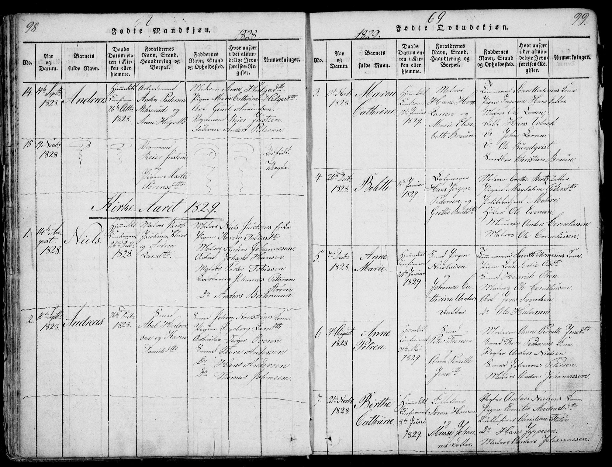 Larvik kirkebøker, AV/SAKO-A-352/F/Fb/L0002: Ministerialbok nr. II 2, 1818-1842, s. 98-99