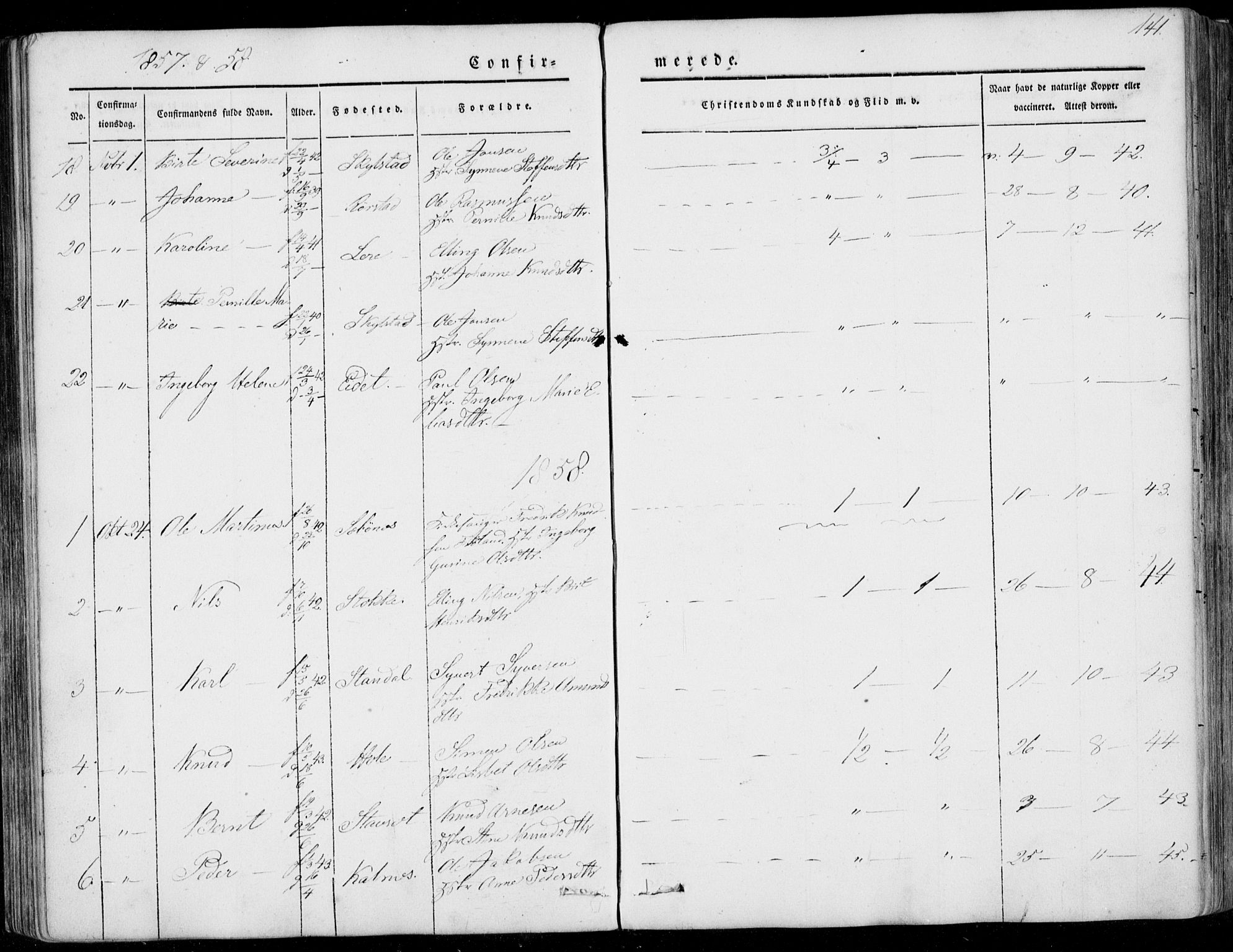 Ministerialprotokoller, klokkerbøker og fødselsregistre - Møre og Romsdal, SAT/A-1454/515/L0209: Ministerialbok nr. 515A05, 1847-1868, s. 141