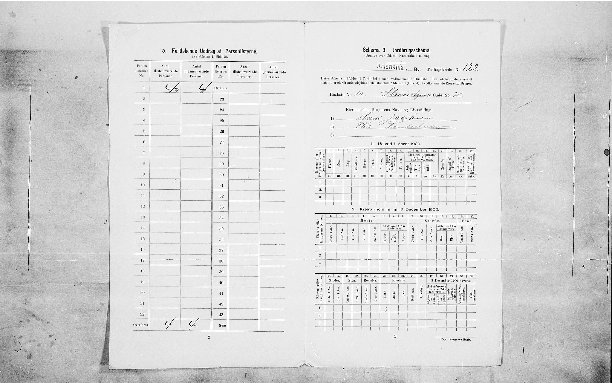 SAO, Folketelling 1900 for 0301 Kristiania kjøpstad, 1900, s. 86115