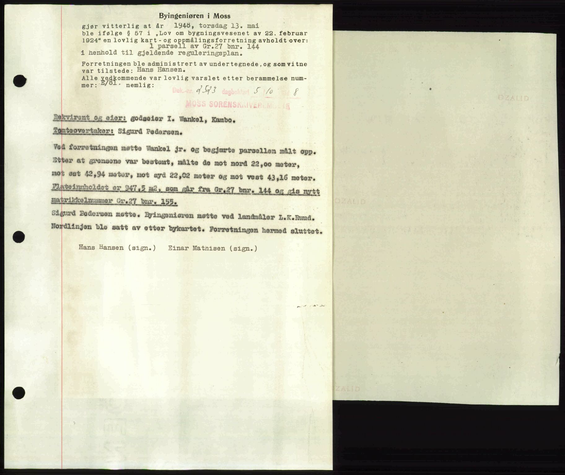 Moss sorenskriveri, SAO/A-10168: Pantebok nr. A20, 1948-1948, Dagboknr: 2523/1948